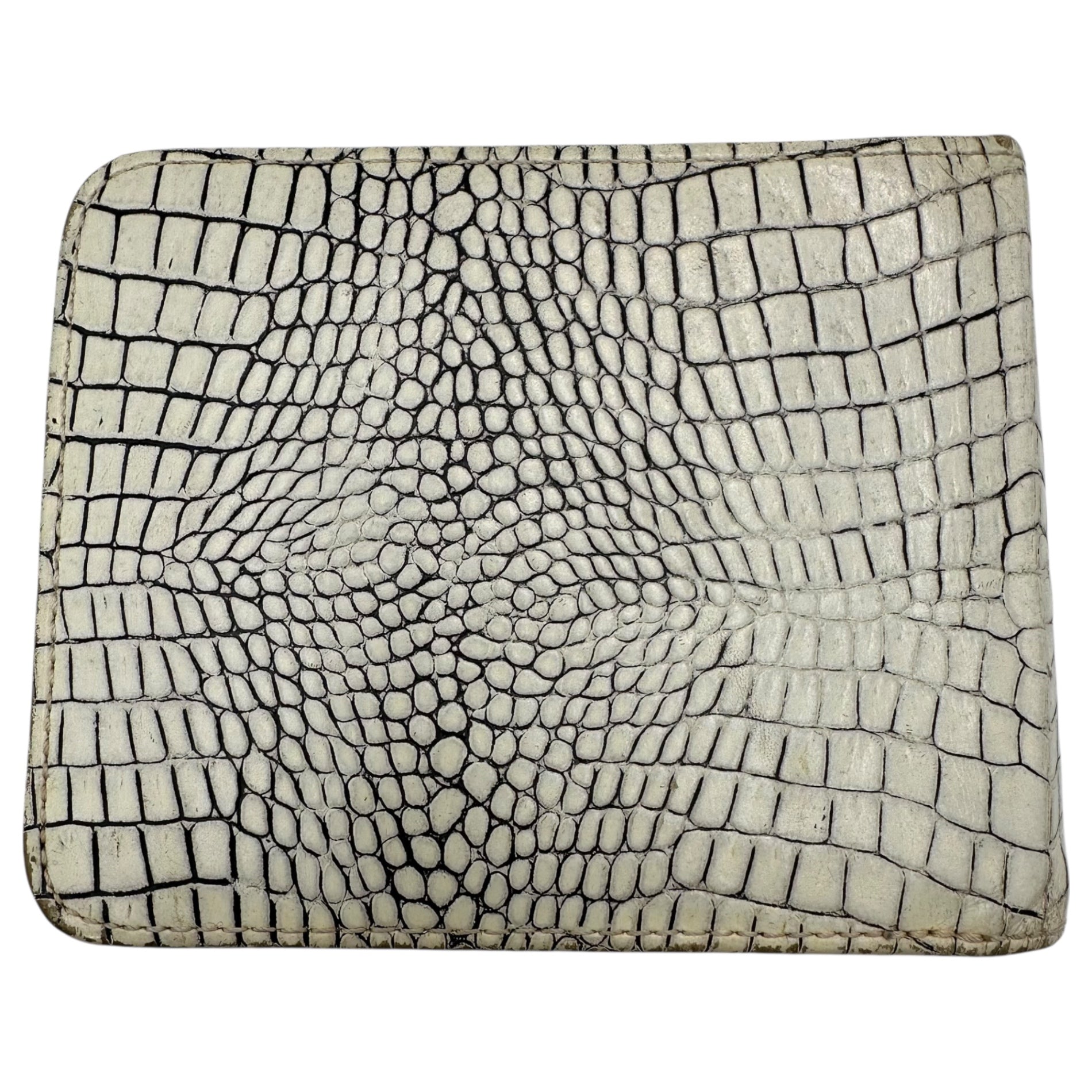 COMME des GARCONS(コムデギャルソン) Crocodile-Embossed Leather Round Zip Wallet クロコ型押し レザー ラウンド ジップ ウォレット ホワイト 2折り財布