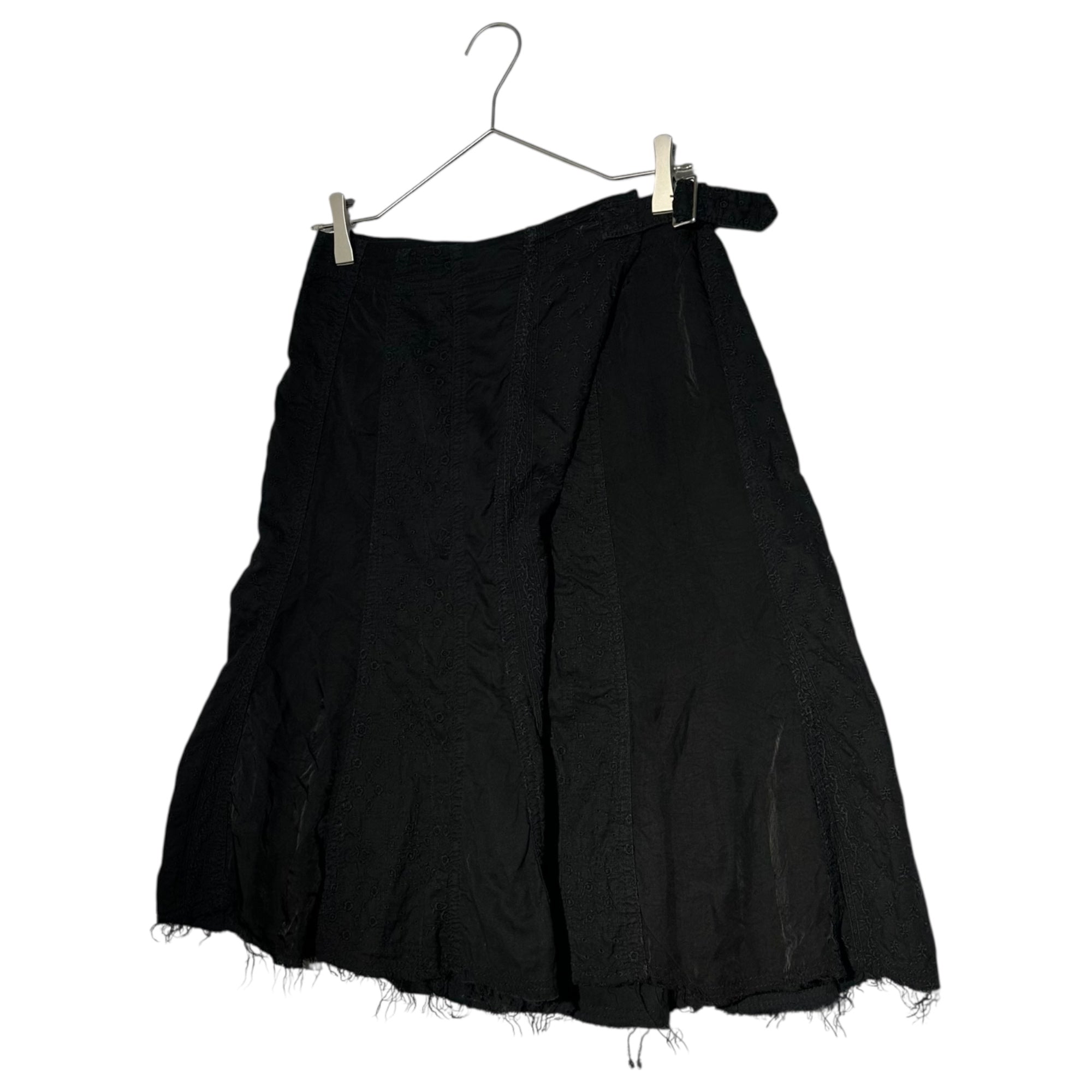 tricot COMME des GARCONS(トリココムデギャルソン) 06SS Belted Cut-off Different Fabric Lace Skirt ベルト付 カットオフ 異素材 レース ひざ丈 スカート TQ-S025 S ブラック AD2005