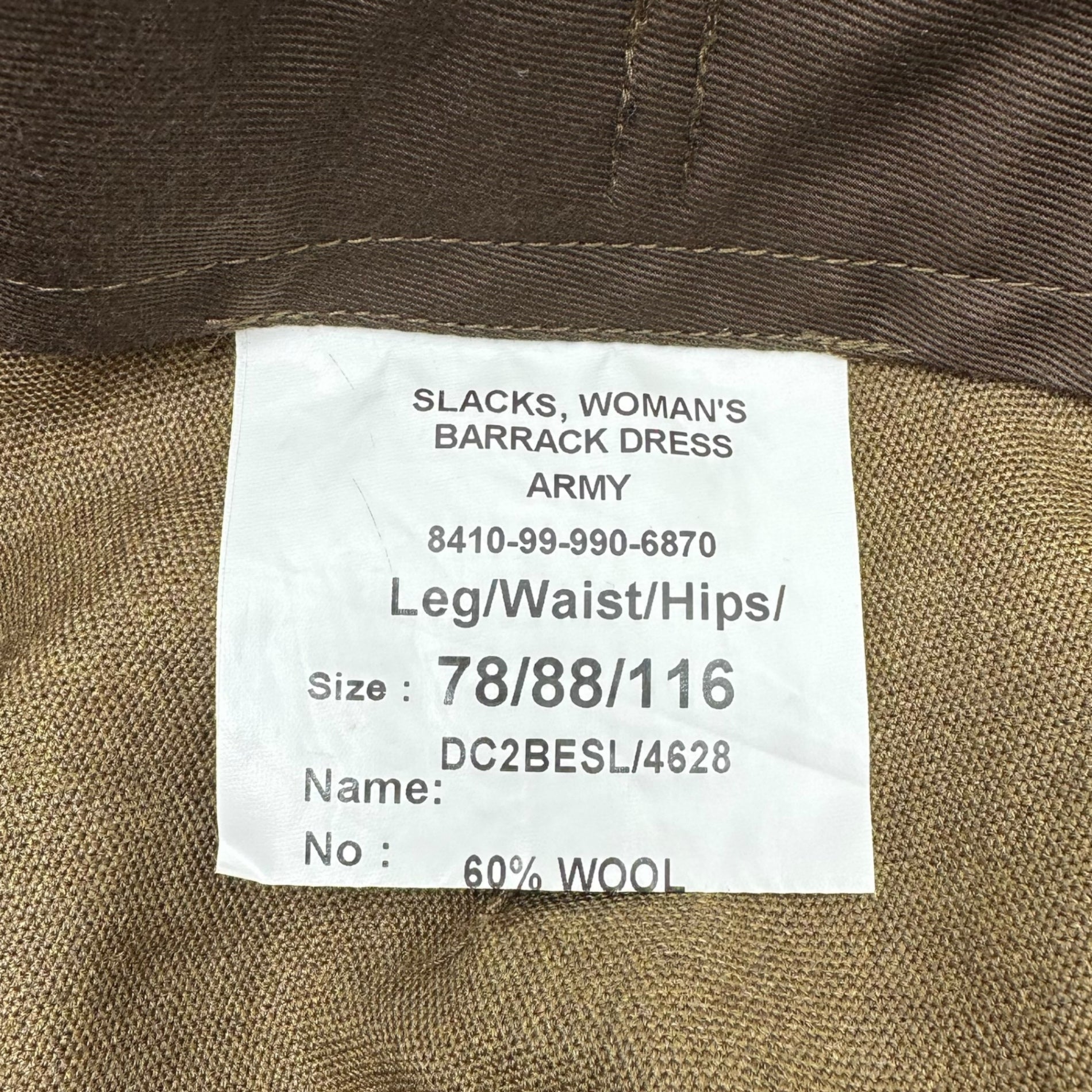 british army(イギリス軍) barrack dress trousers バラック ドレス トラウザーズ スラックス パンツ DC2BESL/4628 88 カーキ