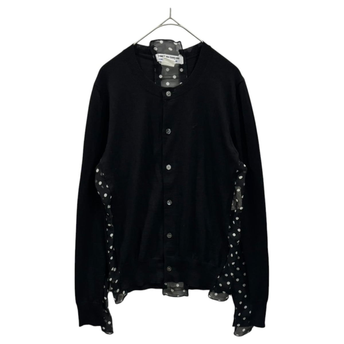 COMME des GARCONS COMME des GARCONS(コムデギャルソンコムデギャルソン) 2003AW Sheer Dot Print Patchwork Cardigan シアー ドット柄 切替 カーディガン W11N004 M ブラック×ホワイト 00s アーカイブ