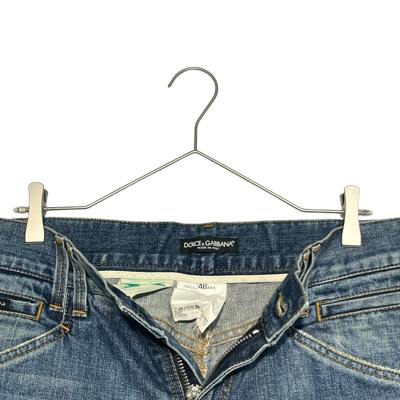 DOLCE&GABBANA(ドルチェ&ガッバーナドルガバ) 00's back plate denim pants バックプレート ロゴ デニム パンツ G3S9TD G8483 46(M程度) インディゴ ワイド Y2K