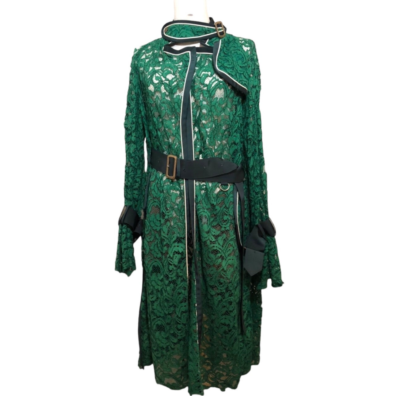 sacai(サカイ) 17SS flower lace trench coat フラワー レース トレンチ コート ベルテッド 17-03366 2(Mサイズ程度) グリーン