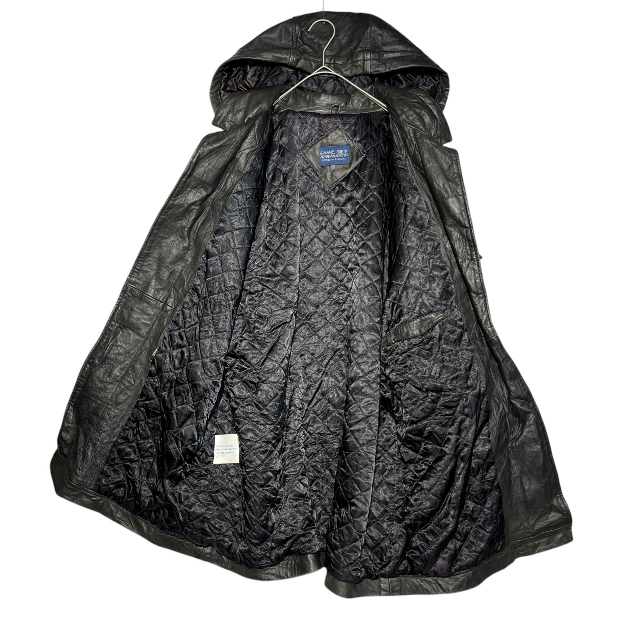 GAME SET AND MATCH(ゲームセットアンドマッチ) Vintage all leather duffle coat ヴィンテージ オール レザー ダッフル コート XL程度 ブラック