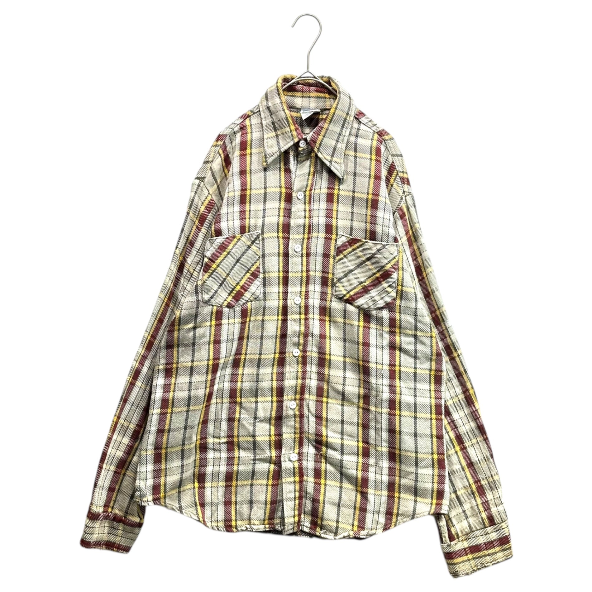 BIG MAC(ビッグマック) 70's FLANNEL CHECK SHIRT フランネル チェック シャツ M-TALL グレー×レッド 70年代 ヴィンテージ