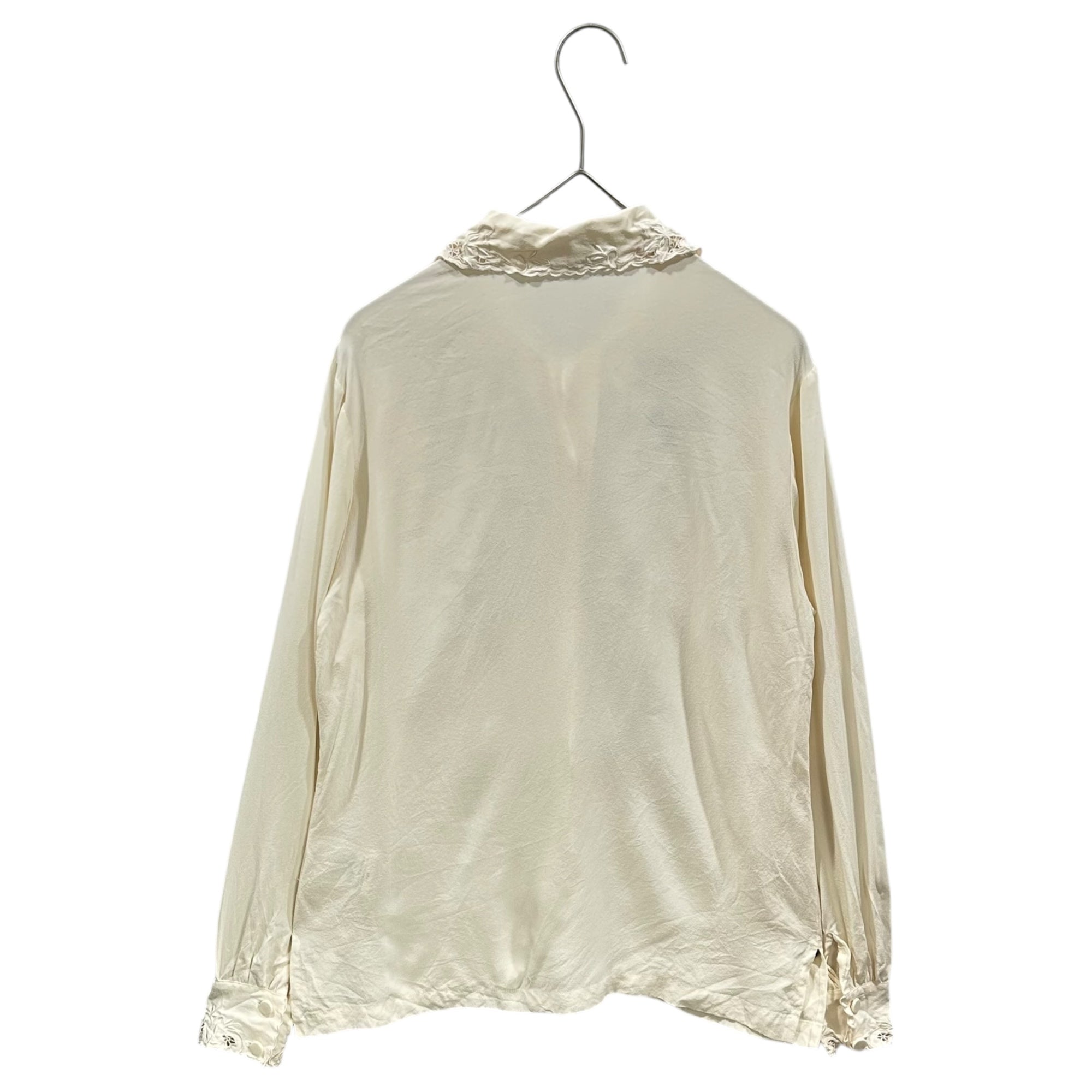 COMME des GARCONS(コムデギャルソン) 1980's Aoyama Exclusive Cutwork Lace Silk Shirt/Blouse 青山限定 カットワーク レース シルク シャツ ブラウス KB-91003 S アイボリー AD表記無 80s アーカイブ 80年代 稀少
