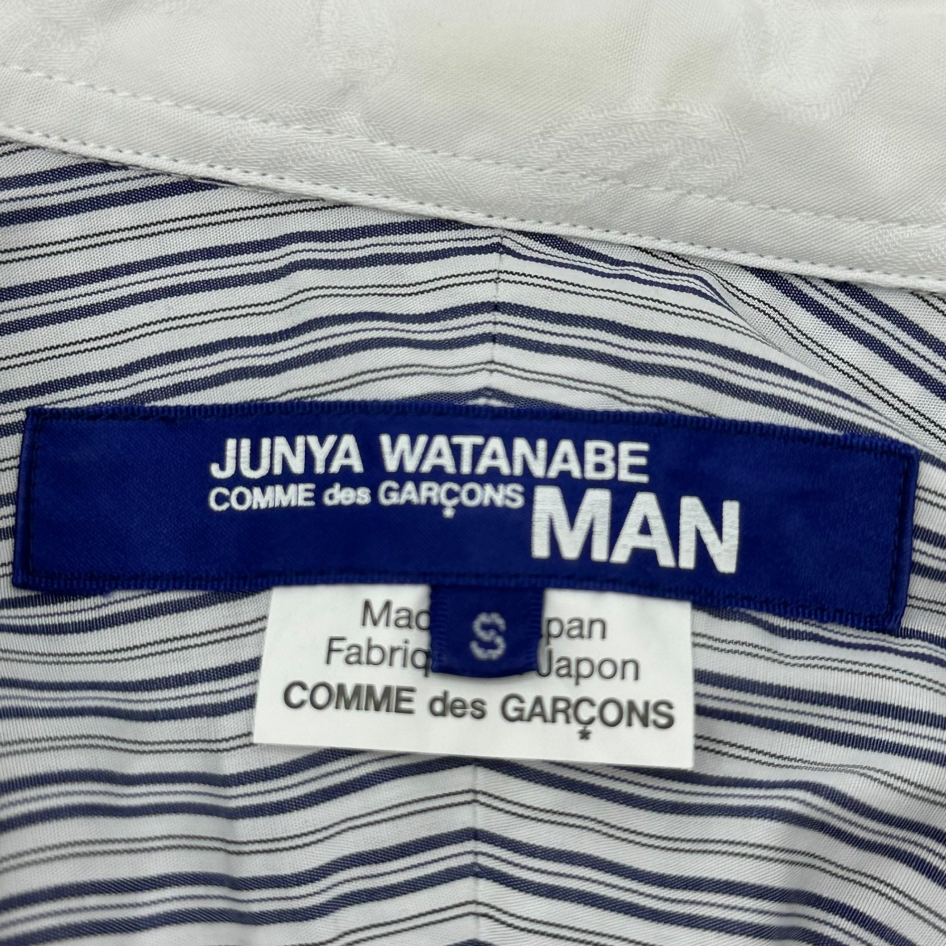 COMME des GARCONS JUNYA WATANABE MAN(コムデギャルソンジュンヤワタナベマン) 19AW Front Paisley Weave Shoulder Check Checked Paneled Long-Sleeved Cotton Shirt 前身頃 ペイズリー織り 肩 チェック 切替 長袖 コットン シャツ WD-B004 S ホワイト×ブルー AD2019