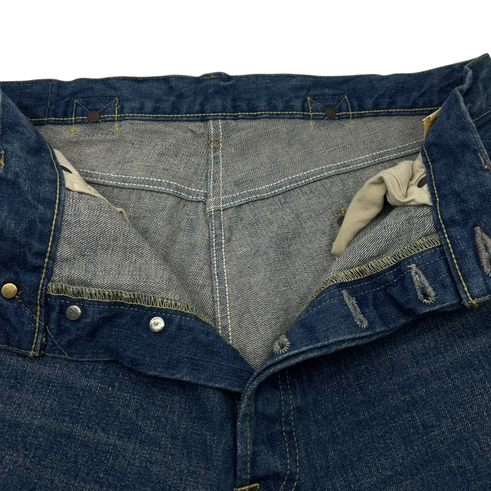 TENDERLOIN(テンダーロイン) Vintage Finish Cinchback Straight Denim Pants ヴィンテージ加工 シンチバック ストレート デニム パンツ 36 ライトインディゴ