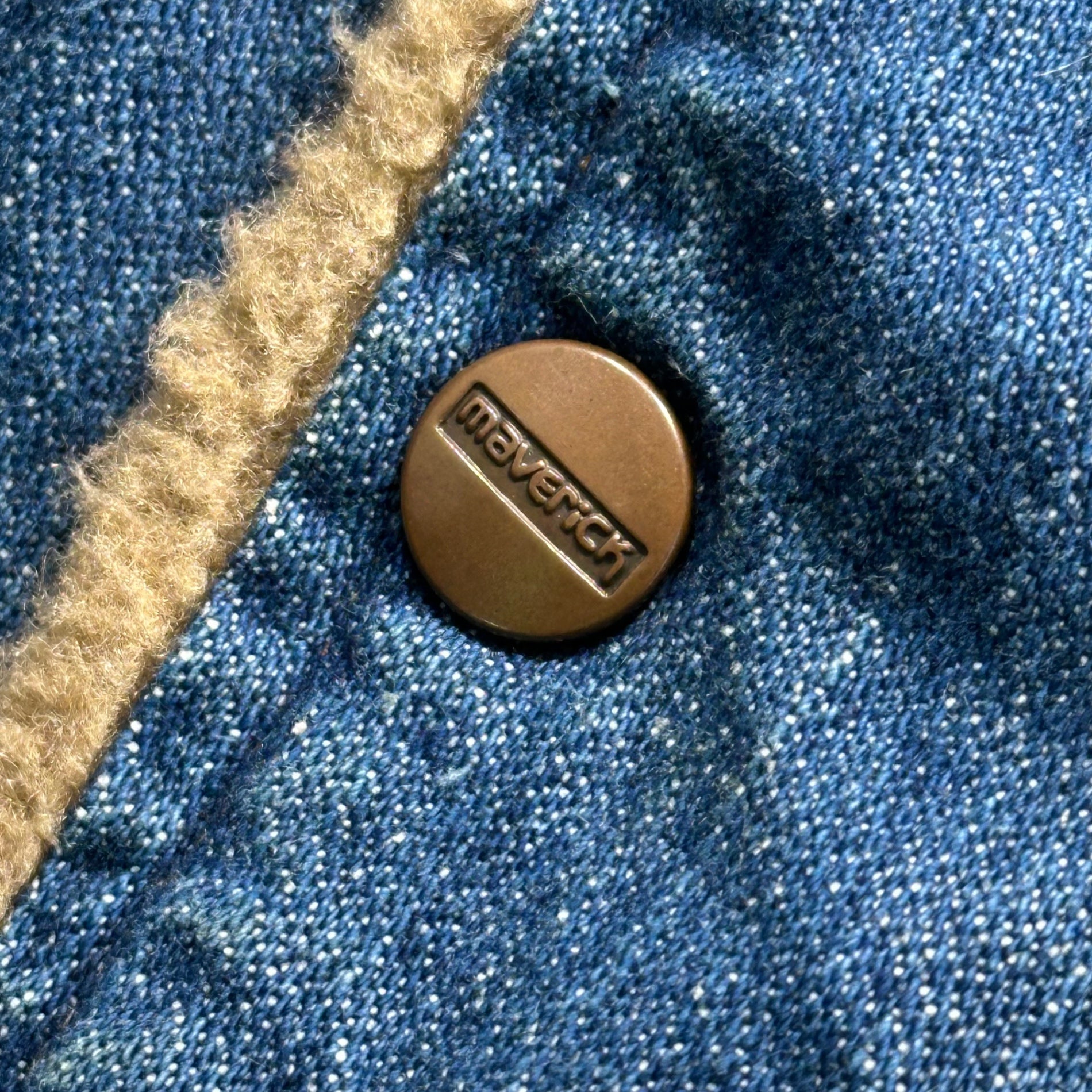 MAVERICK(マーベリック) 70's Collar Corduroy Inner Fleece Lining Western-Style Denim Jacket 70年代 襟 コーデュロイ 内ボア ウエスタン デニム ジャケット L程度 インディゴ×ブラウン タグ印字消え ヴィンテージ