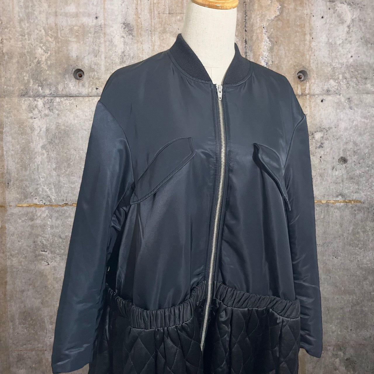 REKISAMI(レキサミ) MA-1 BOMBER DRESS/キルティングフレアロングコート RC-18134 FREE ブラック