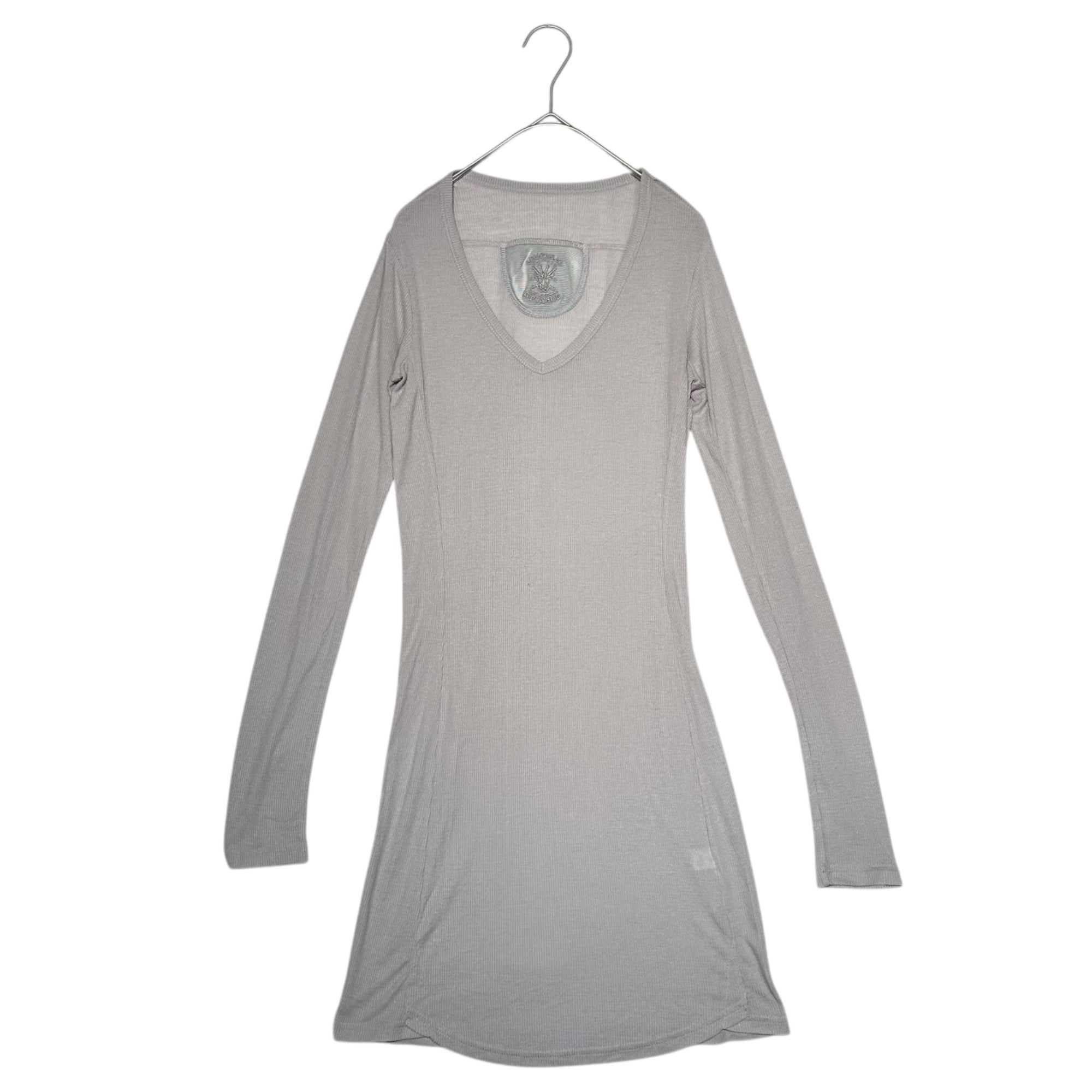 MARITHE FRANCOIS GIRBAUD(マリテフランソワジルボー) 00's V-neck Mesh Logo L/S T-Shirt Vネック メッシュ ロゴ ロング 長袖 カットソー 表記無(S程度) グレー Y2K