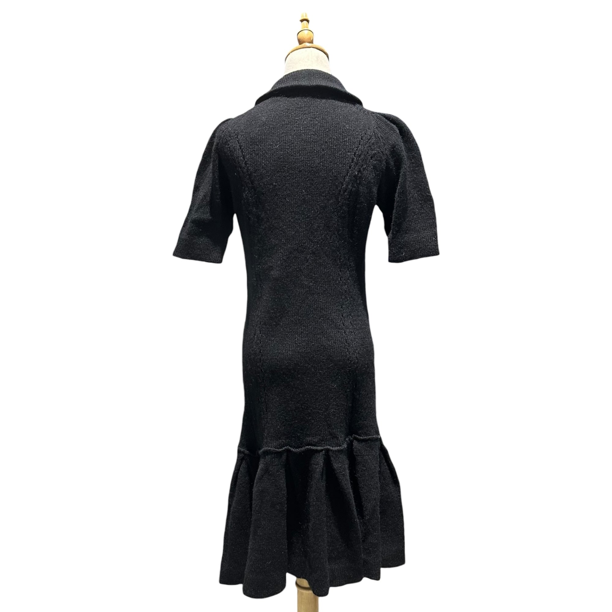 tricot COMME des GARCONS(トリココムデギャルソン) 08AW Wool Blend Pullover Button-Up Knit Dress モヘア混 ウール プルオーバー ボタン ニット ワンピース TB-O019 M ブラック AD2008