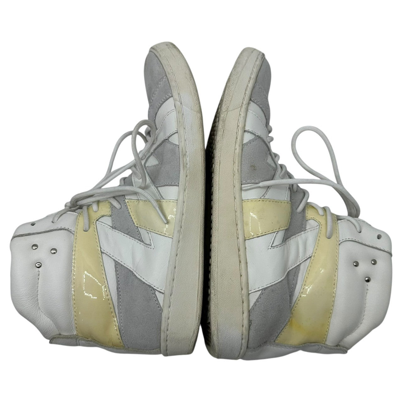 White Flags(ホワイトフラッグス) レザー ローカット スニーカー キルティング パテント 42(26.5cm程度) ブラック×ホワイト