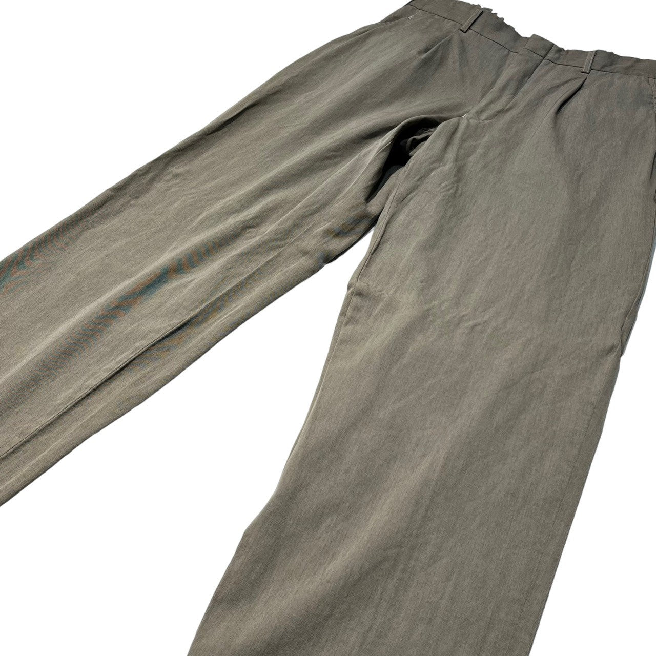 COMME des GARCONS HOMME PLUS(コムデギャルソンオムプリュス) 99SS Inner ruffle straight pants 内フリル ストレート パンツ スラックス フリル期 M グレーカーキ AD1998