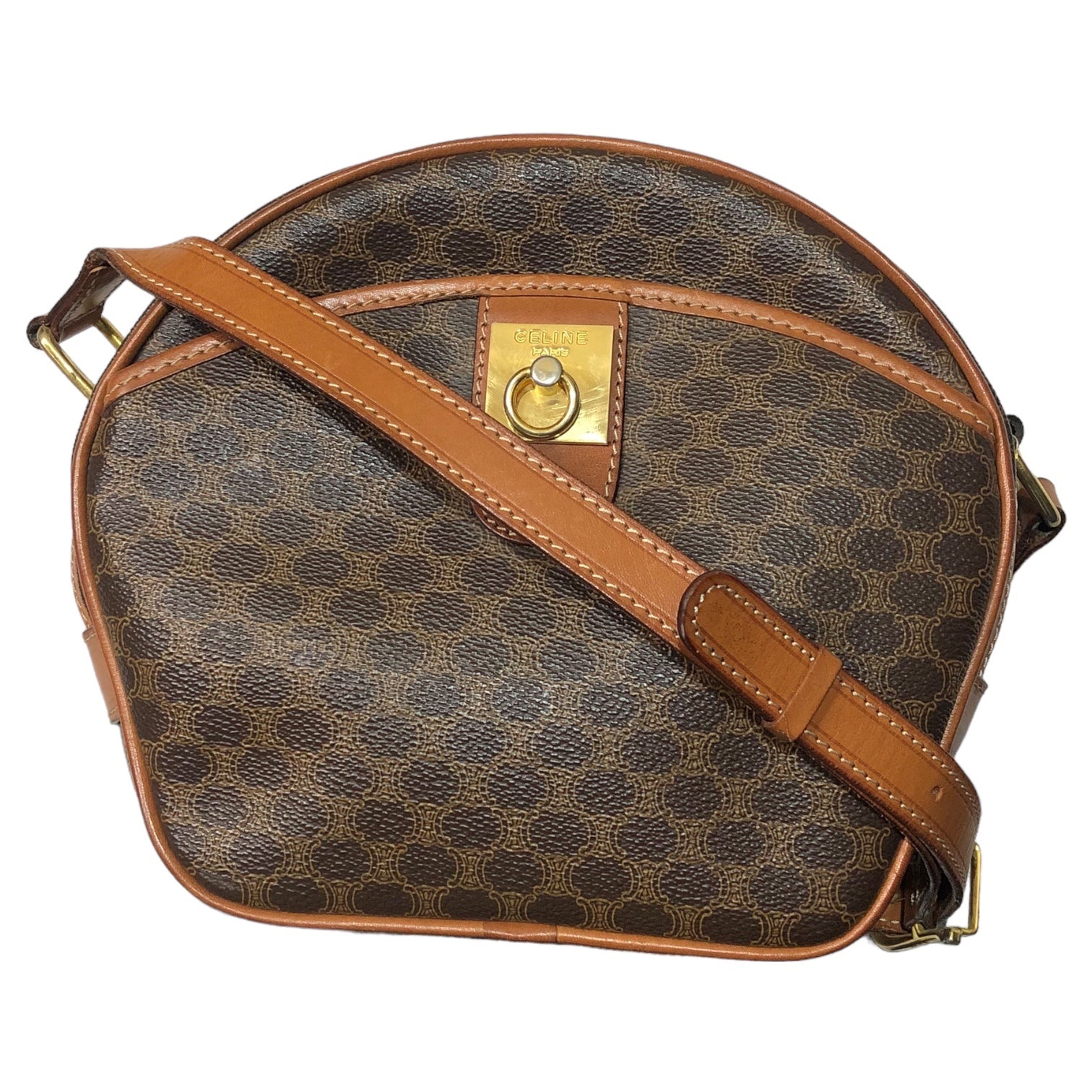 CELINE(セリーヌ) OLD CELIEN macadam shoulder bag マカダム柄 ショルダーバッグ M08 ブラウン ゴールド金具 ヴィンテージ