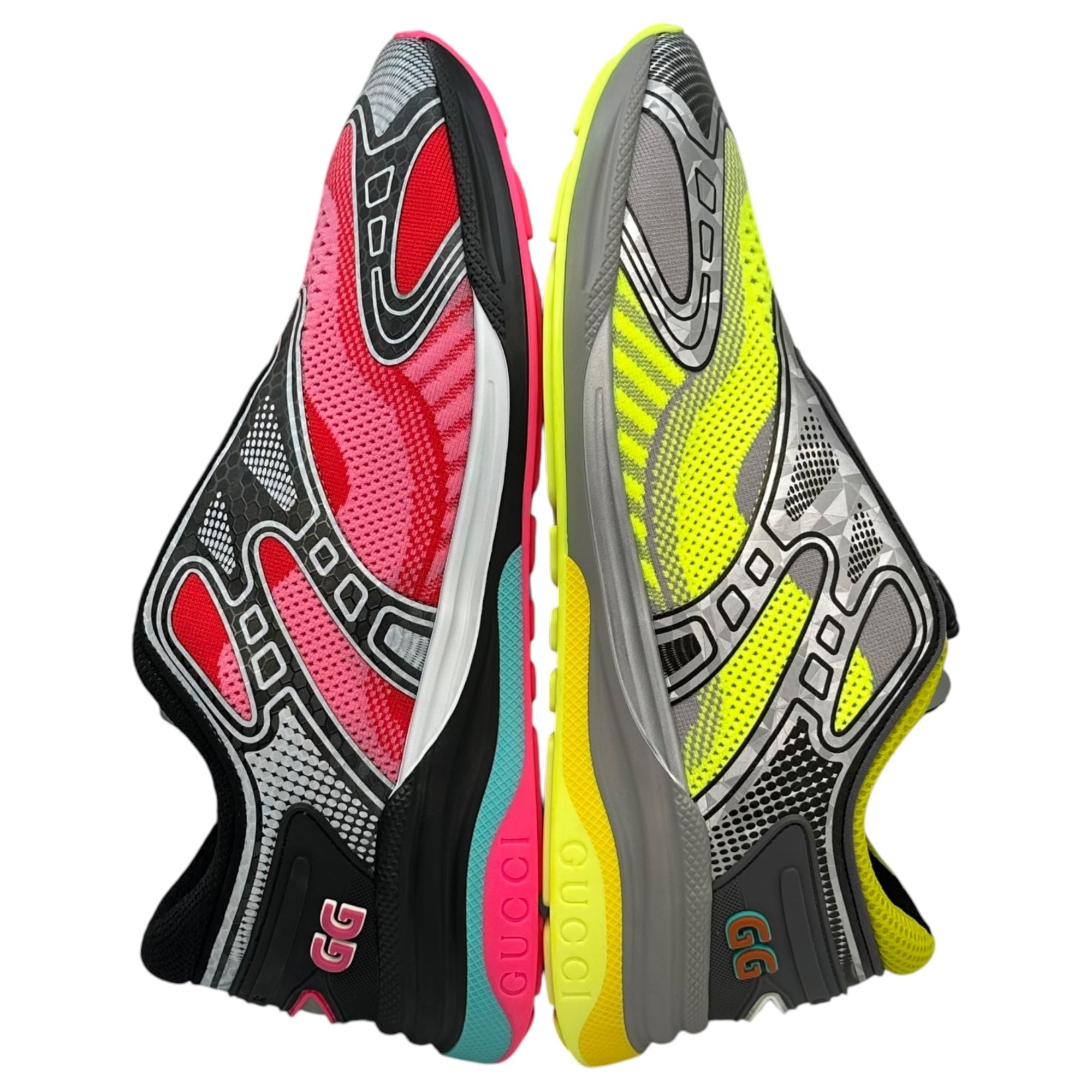 GUCCI(グッチ) 20SS Ultrapace R Mismatched - Neon Pink Yellow ウルトラペース R ワイヤー ダイヤル スニーカー 623151 8(27cm程度) イエロー×ピンク ディスク アシンメトリー