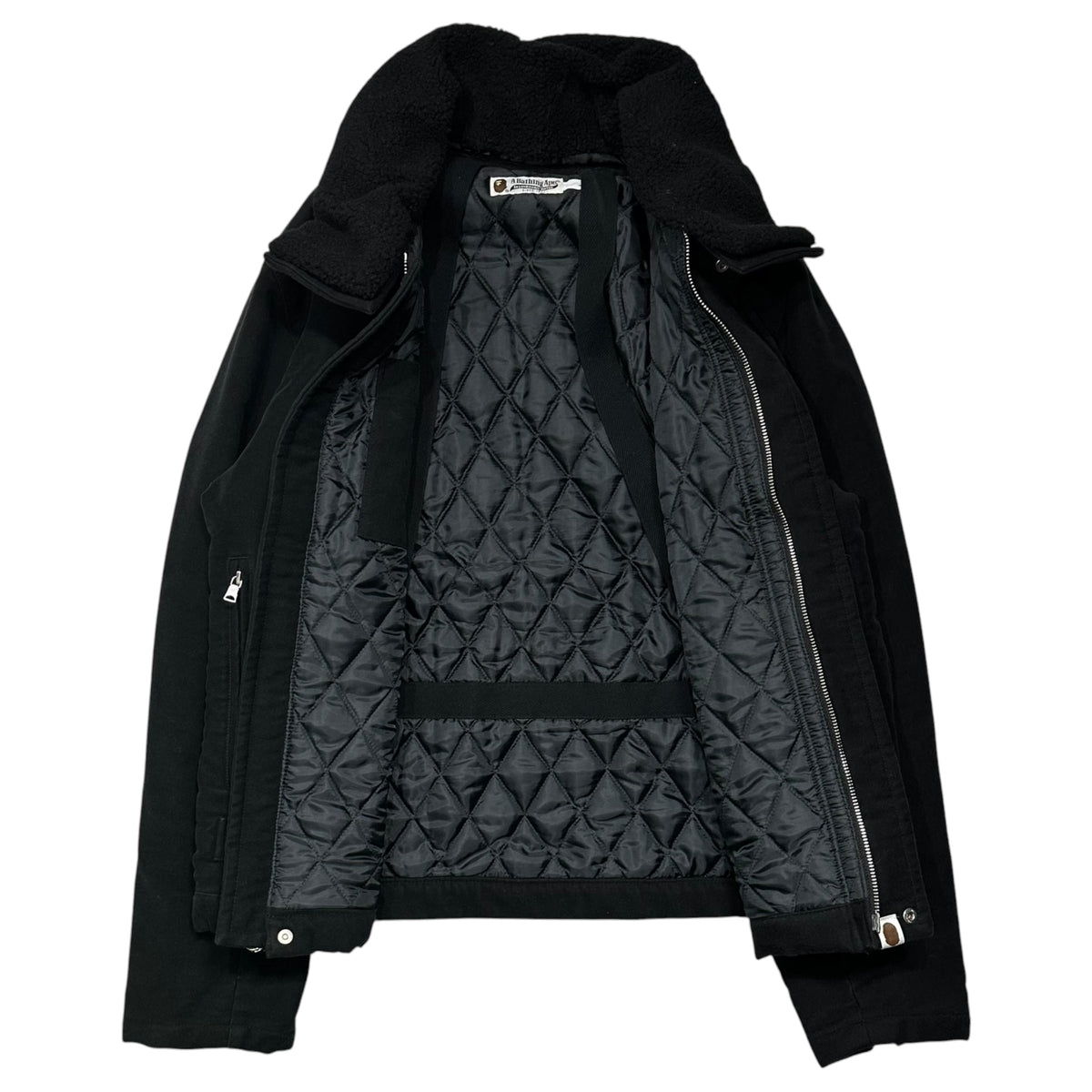 A BATHING APE(アベイシングエイプ) Shearling collar flight jacket 襟ボア フライト ジャケット L ブラック