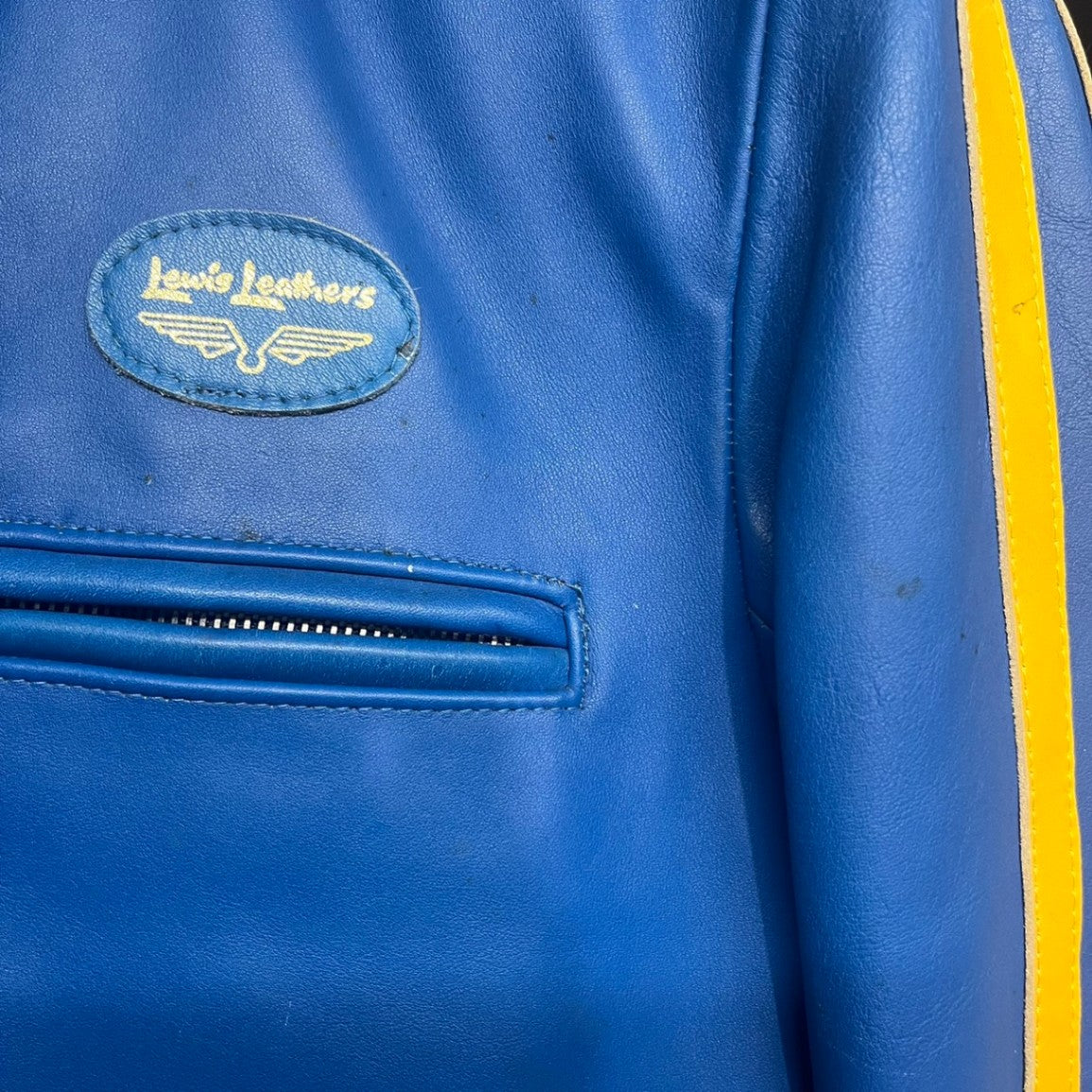 LEWIS Leathers(ルイスレザー) Twin stripes Super Sportsman ツイン ストライプス スーパー スポーツマン ライダース ジャケット レザー SIZE 38(S~M程度) ブルー×イエロー