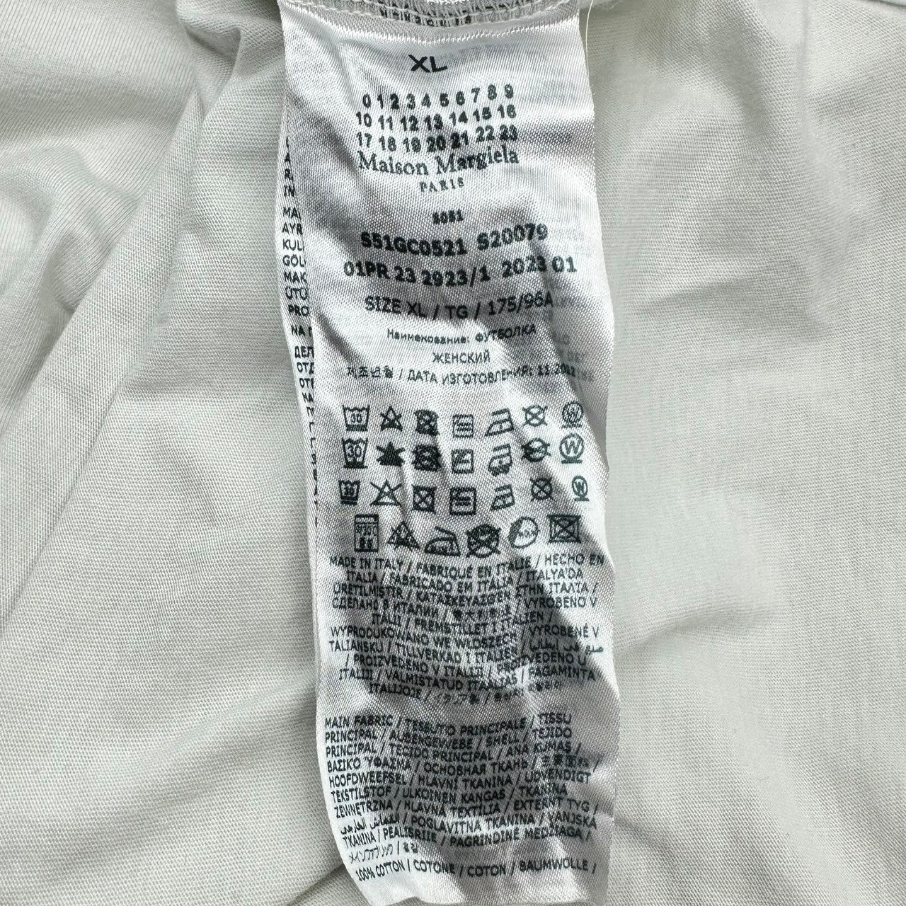 MAISON MARGIELA(メゾンマルジェラ) 23SS Cotton Number Logo Crew Neck S/S Cut and Sewn コットン ナンバー ロゴ クルーネック S/S カットソー Tシャツ S51GC0521 S20079 XL ホワイト