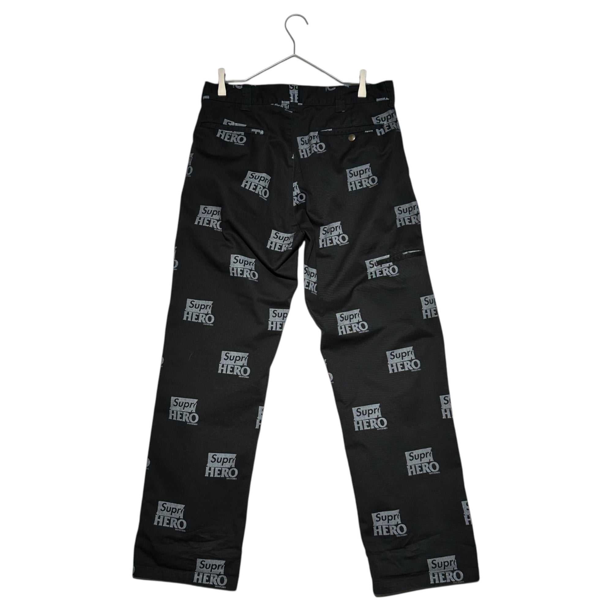 SUPREME×ANTIHERO(シュプリーム×アンタイヒーロー) 22SS Work Pant 総 ロゴ プリント ワーク パンツ 30 ブラック ストレート