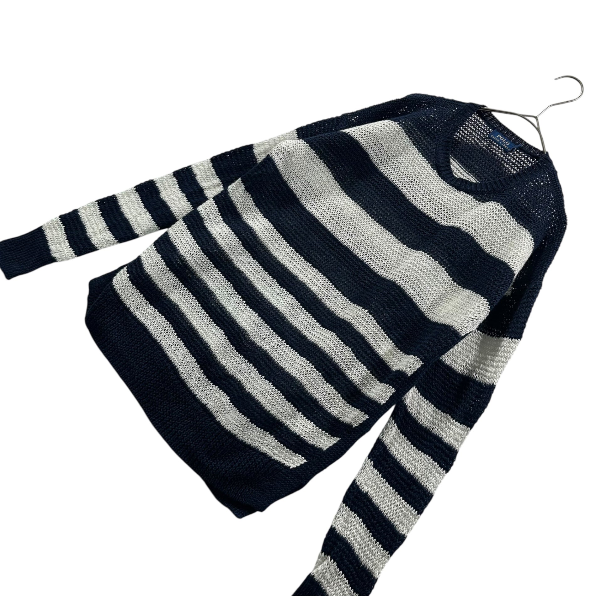 POLO RALPH LAUREN(ポロラルフローレン) Border mesh linen knit ボーダー メッシュ リネン ニット 0200011540 S ホワイト×ネイビー