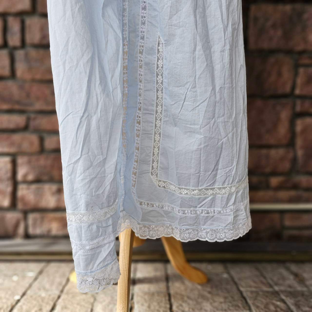 VINTAGE(ヴィンテージ) 80's lace decorative gown dress レース装飾 ガウン ワンピース SIZE 12 ライトブルー EURO VINTAGE
