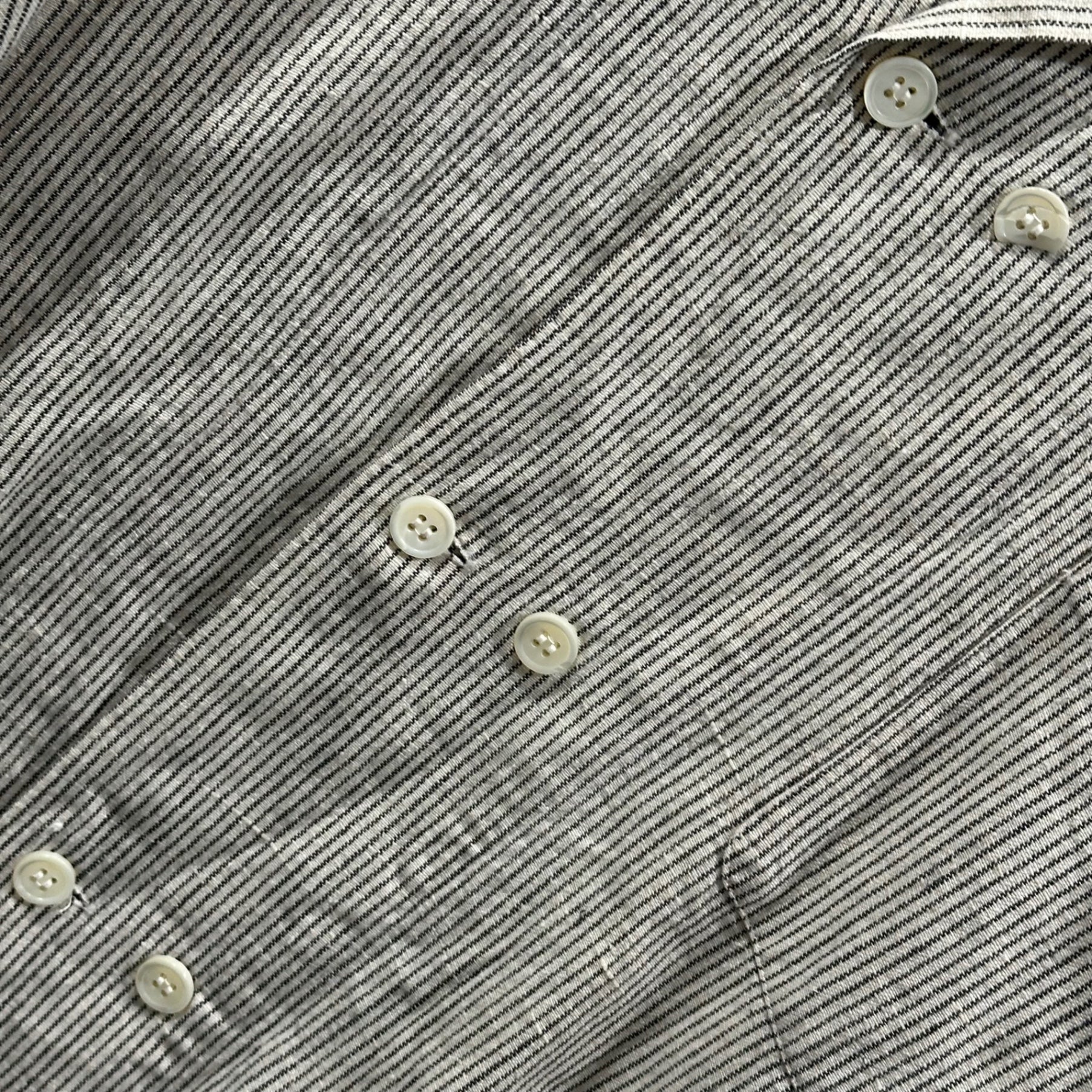 COMME des GARCONS HOMME(コムデギャルソンオム) 1980's Double-button Open-collar Oversized S/S Shirt 1980年代 2連 ボタン 開襟 オーバーサイズ シャツ FREE アイボリー×ネイビー AD表記無 川久保玲 本人期 稀少 ヴィンテージ ストライプ