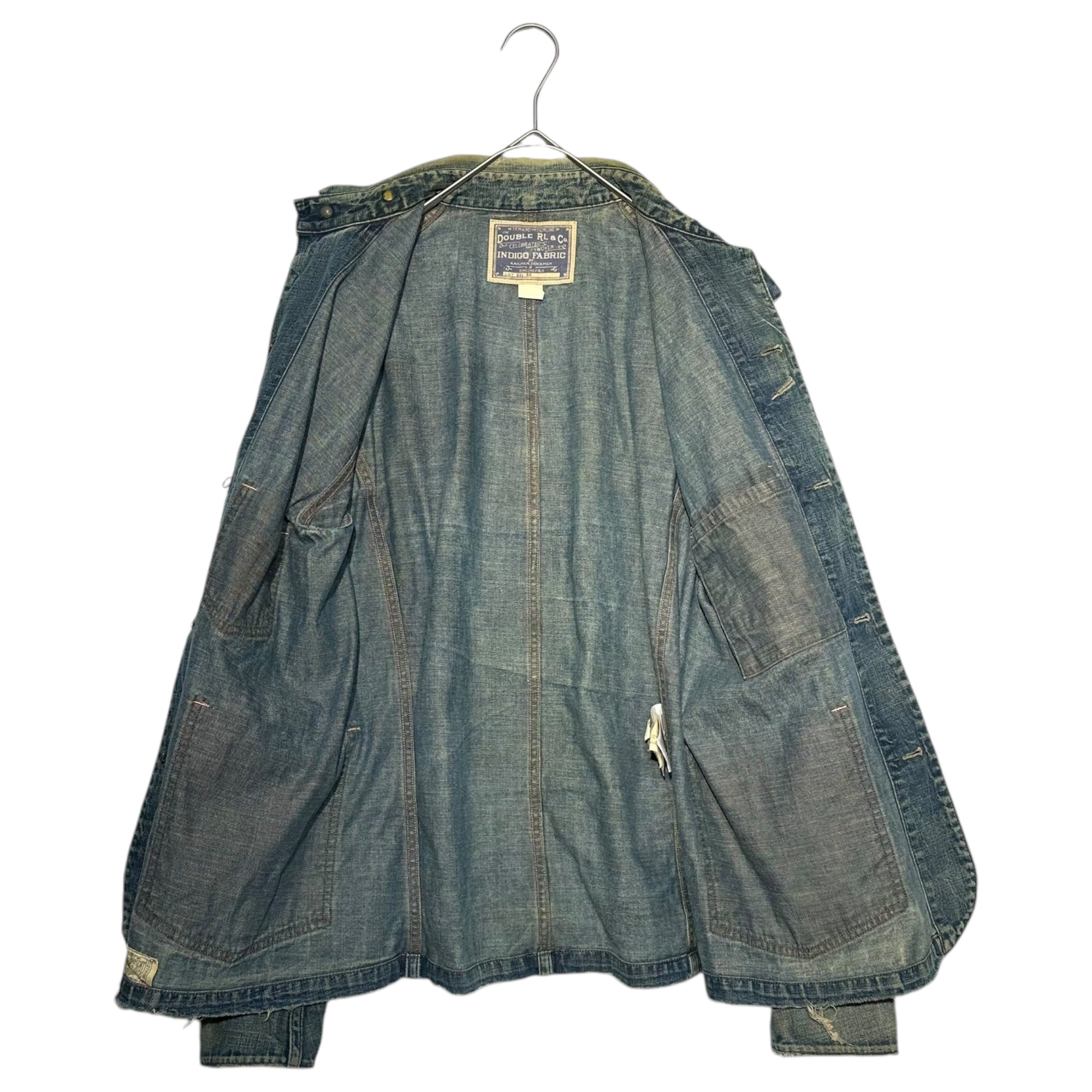 RRL(ダブルアールエル) Railman Jacket ヴィンテージ加工 レイルマン ジャケット S インディゴ デニム カバーオール 機関車 チェンジボタン
