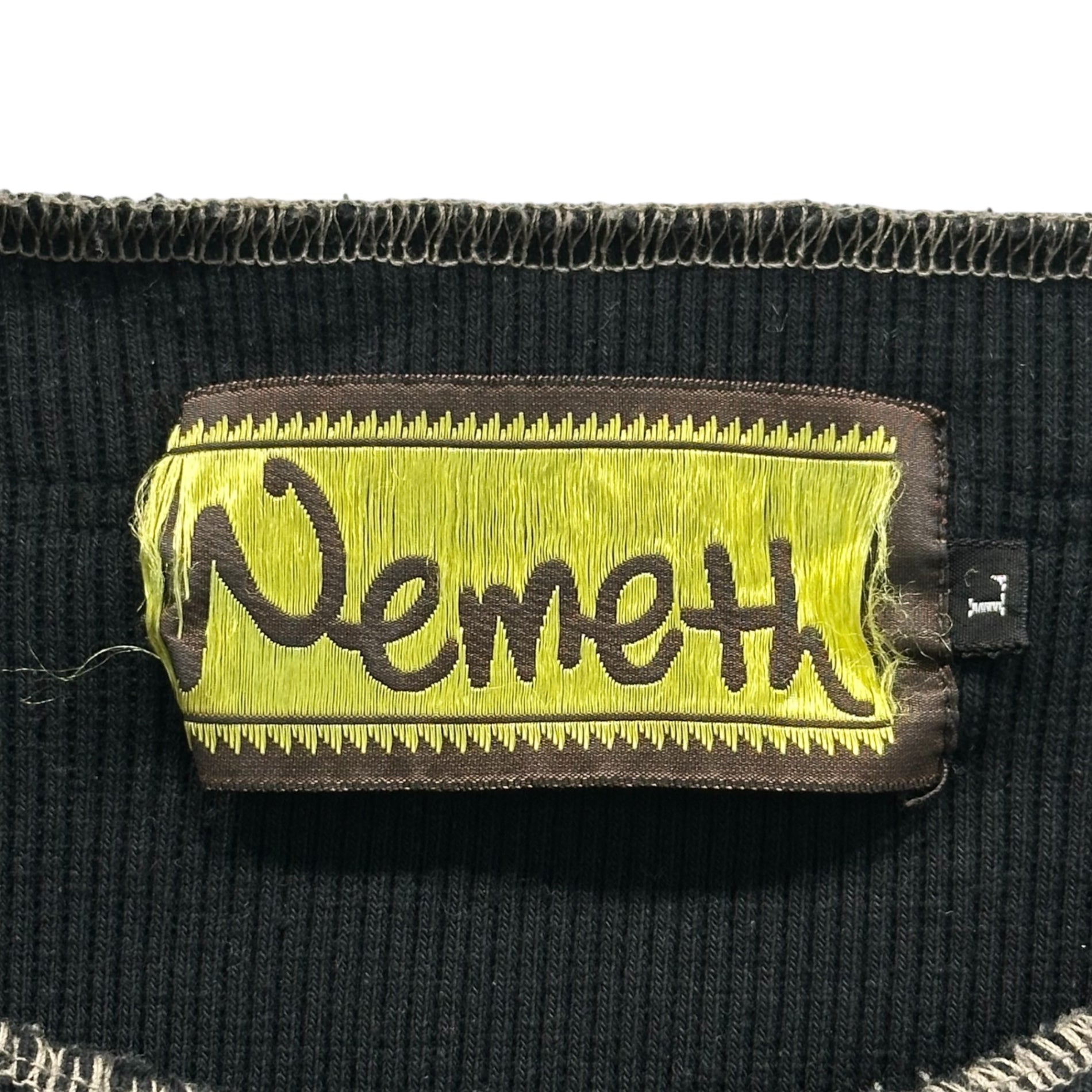 Nemeth(ネメス) Inside-Out Circle Knit Top インサイドアウト サークル ニット トップ 96B L ブラック×ベージュ コットン カットソー