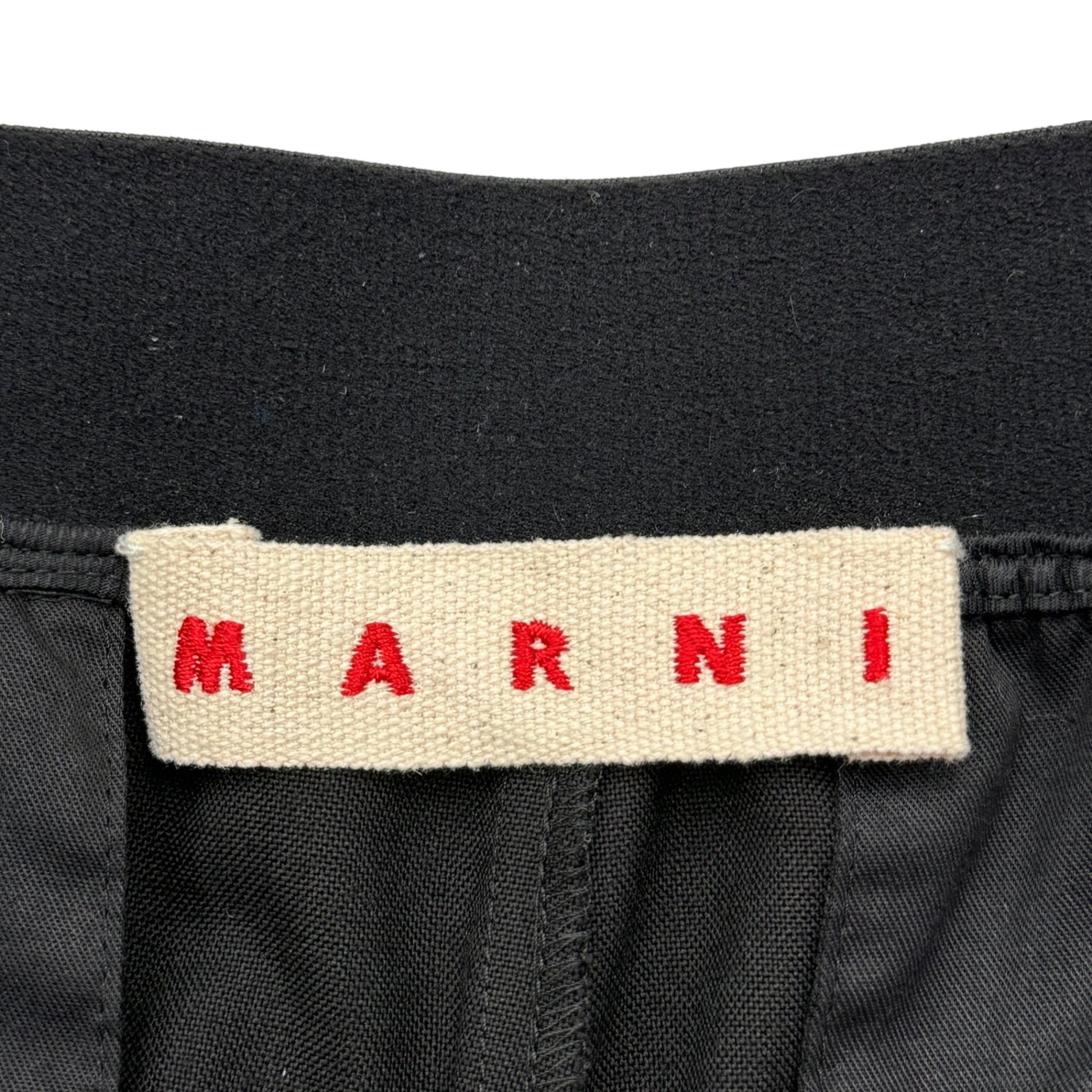 MARNI(マルニ) 24SS Waist Logo Tropical Wool Pants ウエスト ロゴ トロピカル ウール パンツ PUMU0242UD 46 ブラック スラックス