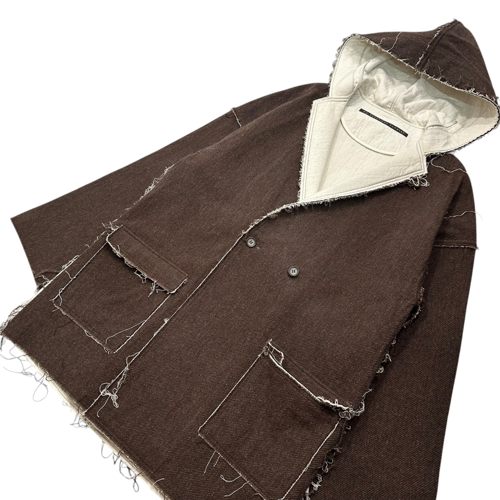 my beautiful landlet(マイビューティフルランドレット) 14AW Inside-Out Hooded Half Coat インサイドアウト フーデッド ハーフ コート WM-CO14219 0(XS程度) ブラウン×アイボリー レディースサイズ 男性着用可能