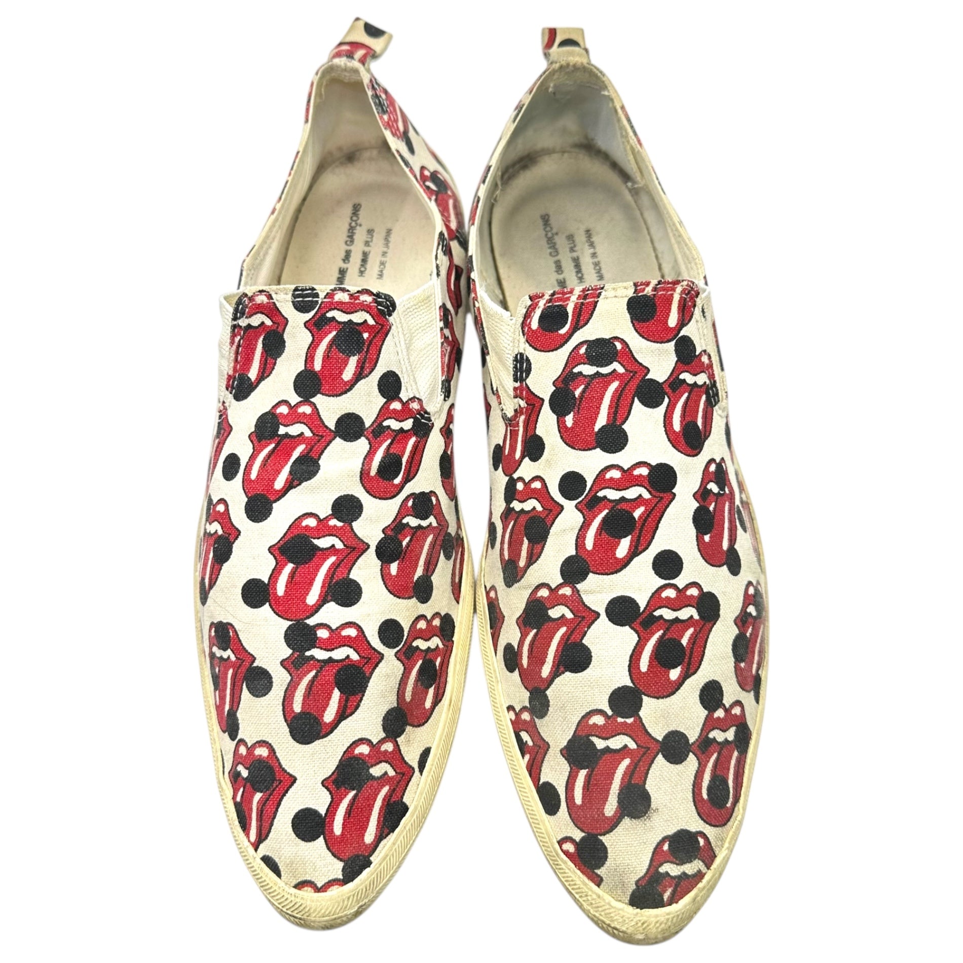 COMME des GARCONS HOMME PLUS(コムデギャルソンオムプリュス) 06SS Rolling Stones Lips & Tongue Print Slip-Ons ローリング ストーンズ リップ&タン プリント スリッポン JQ25A1 27.0cm ブラック×レッド スニーカー コラボ