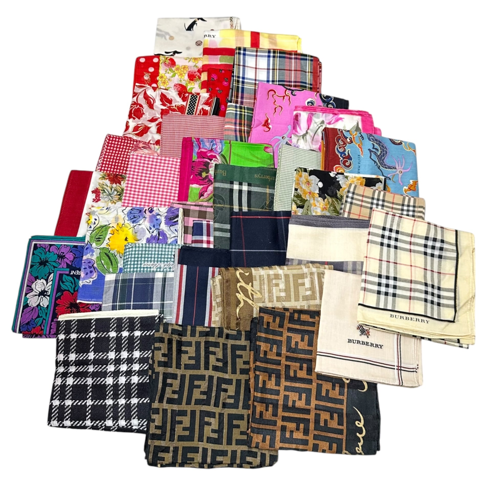 BURBERRY(バーバリー) ブランド ミックス ハンカチ セット 34点 BURBERRY11点 /RALPH LAUREN 7点 / DIOR 2点 / FENDI 3点 / Yves Saint Laurent 4点 / その他 7点 大量 まとめ