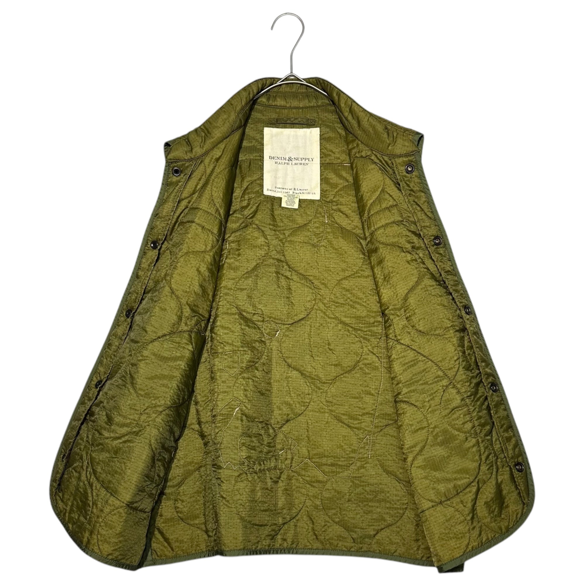 DENIM & SUPPLY RALPH LAUREN(デニム&サプライラルフローレン) M-65 liner type Indian head quilted vest M-65ライナータイプ インディアン ヘッド キルティング ベスト L セージグリーン