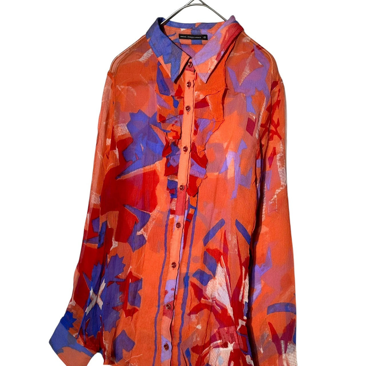 MARITHE FRANCOIS GIRBAUD(マリテフランソワジルボー) 00s all-over silk blouse shirt 総柄 シルク ブラウス シャツ F7-5409 S レッド×ブルー