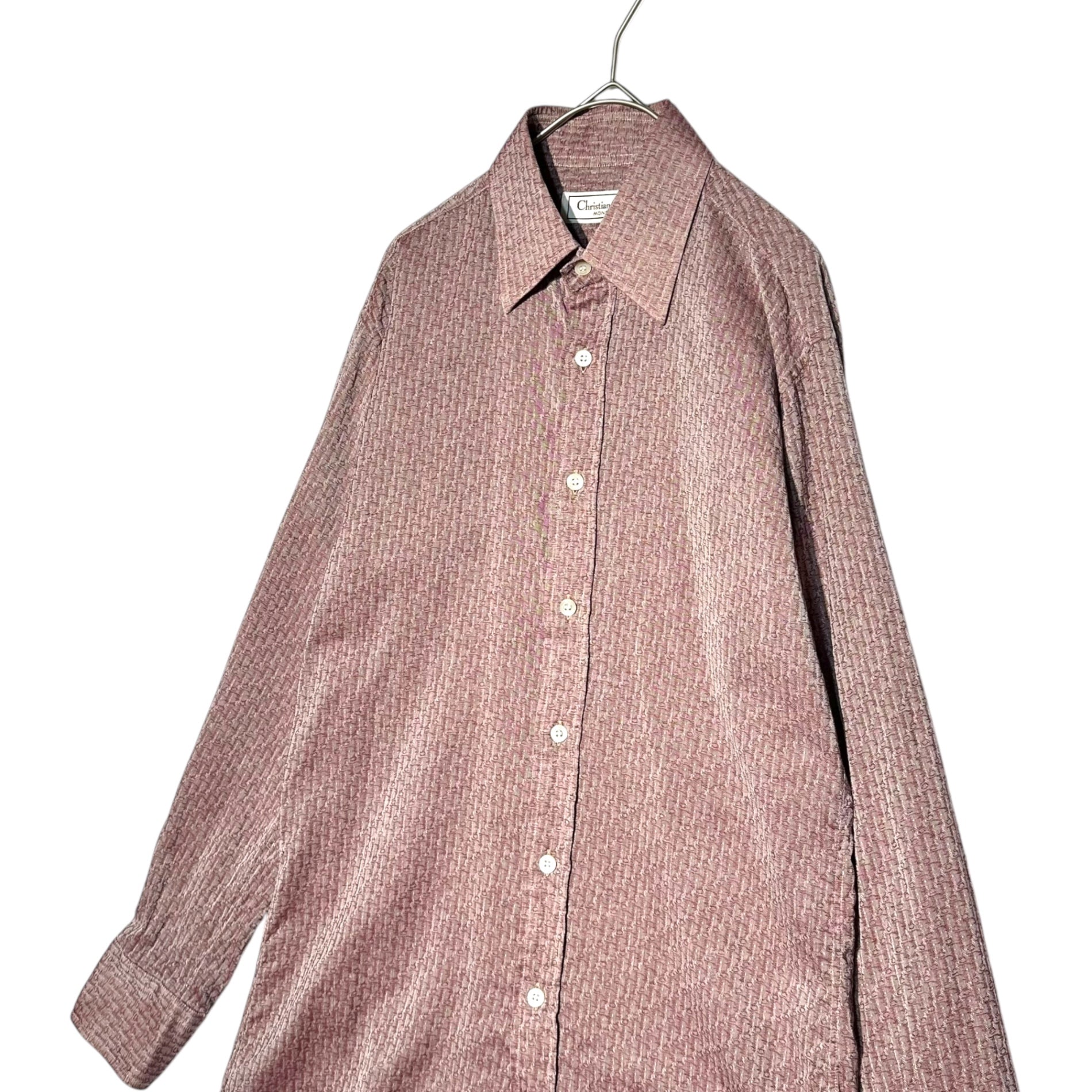 Christian Dior MONSIEUR(クリスチャンディオールムッシュ) Vintage Trotter L/S Shirt ヴィンテージ トロッター柄 長袖 ドレス シャツ 38(M程度) レッド