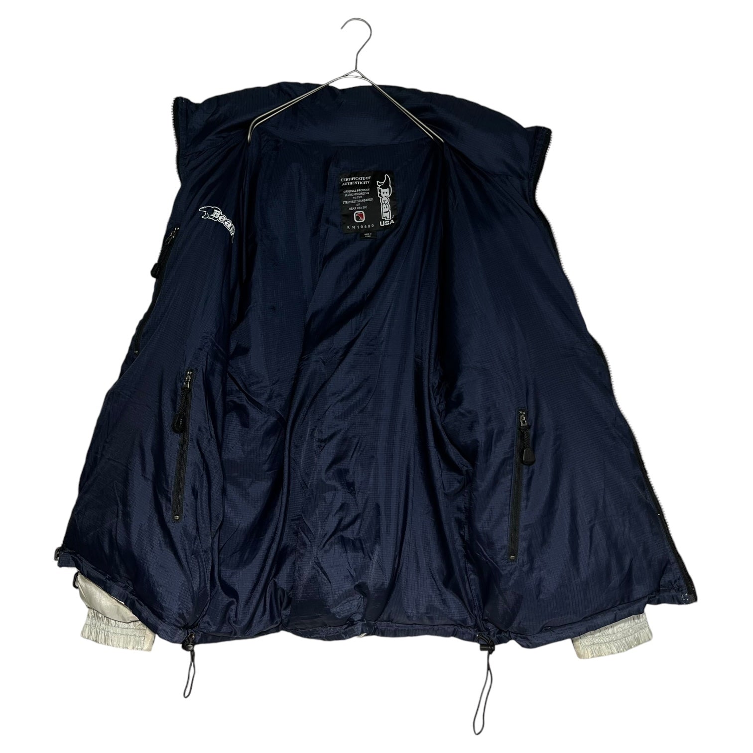 Bear(ベアー) 90's  reversible nylon down jacket リヴァーシブル ナイロン ダウン ジャケット M シルバー 90年代 ヴィンテージ 肉厚