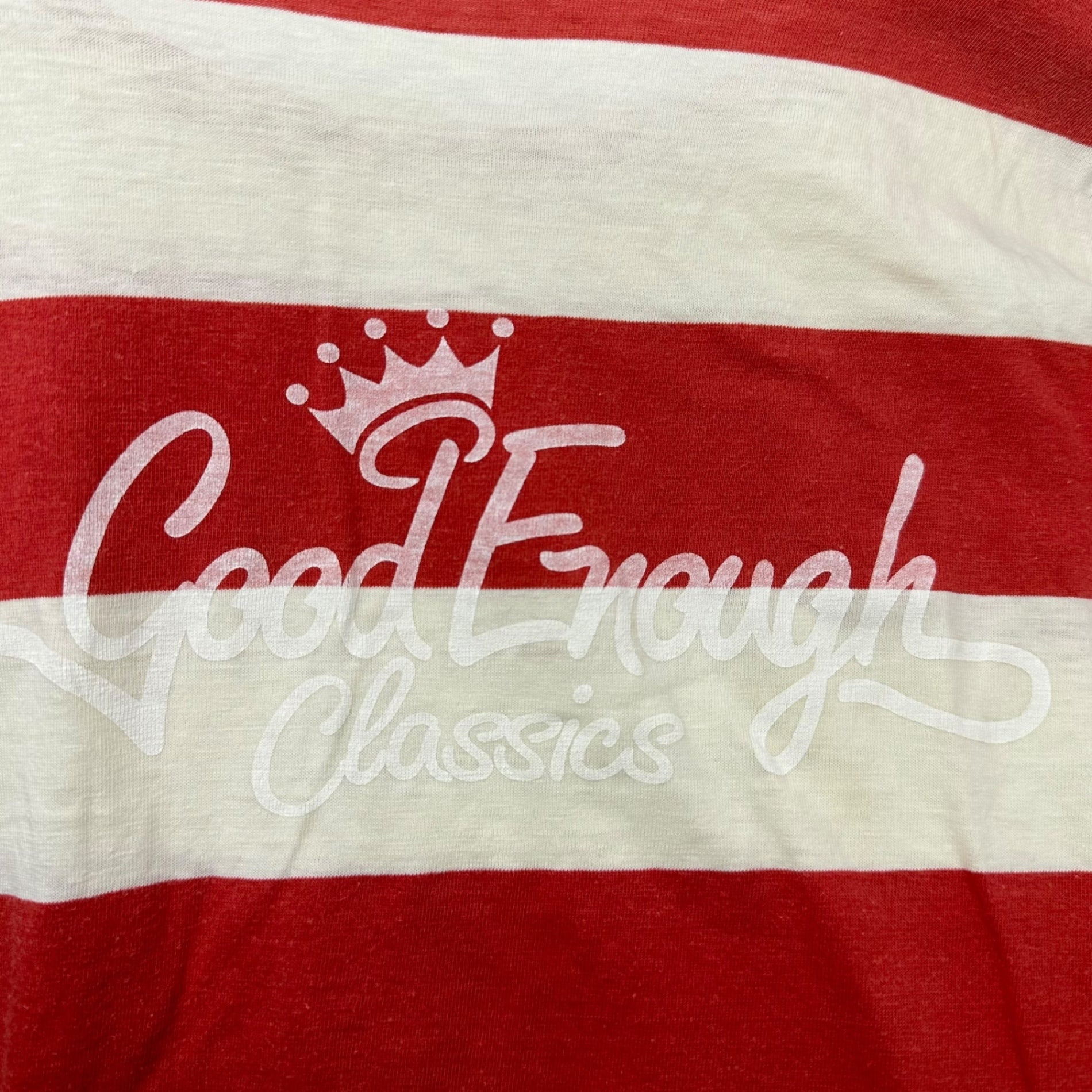 GOODENOUGH(グッドイナフ) 90's striped crew neck T-shirt 90年代 ボーダー クルーネック Tシャツ M ホワイト×ピンク
