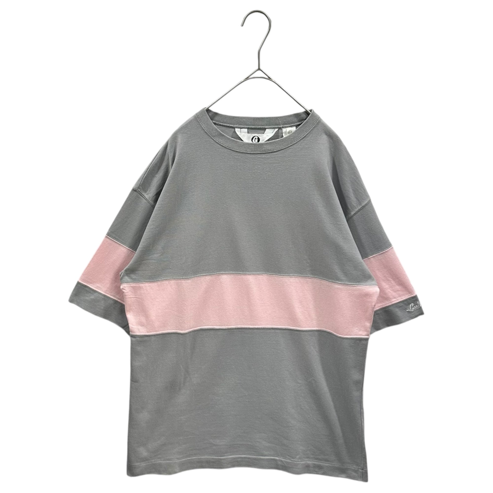 GOODENOUGH(グッドイナフ) 90's Line-blocked s/s T-shirt ライン 切替 半袖 Tシャツ 表記消(L程度) グレー×ピンク