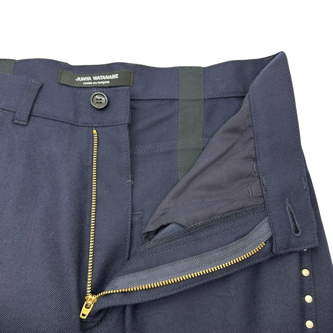 COMME des GARCONS JUNYA WATANABE(コムデギャルソンジュンヤワタナベ) 13AW Side Stud Wool Pants サイド スタッズ ウール パンツ ZL-P030 S ネイビー AD2013