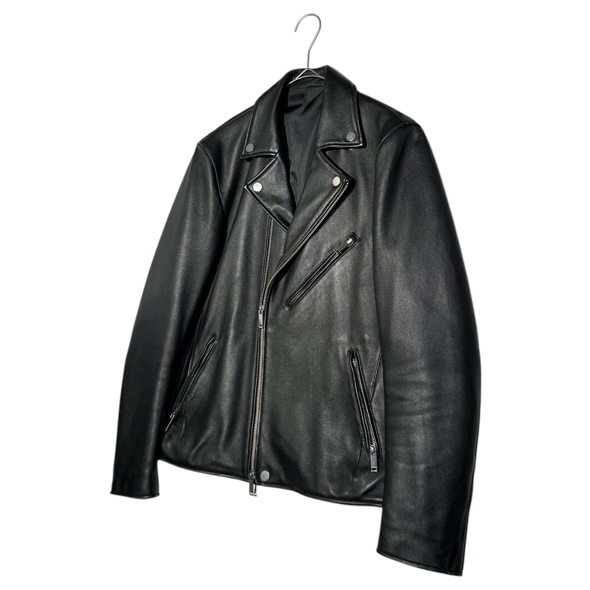 STUDIOUS(ステュディオス) Double Lamb Leather Riders Jacket ダブル ラムレザー ライダース ジャケット 107458002 3(L程度) ブラック
