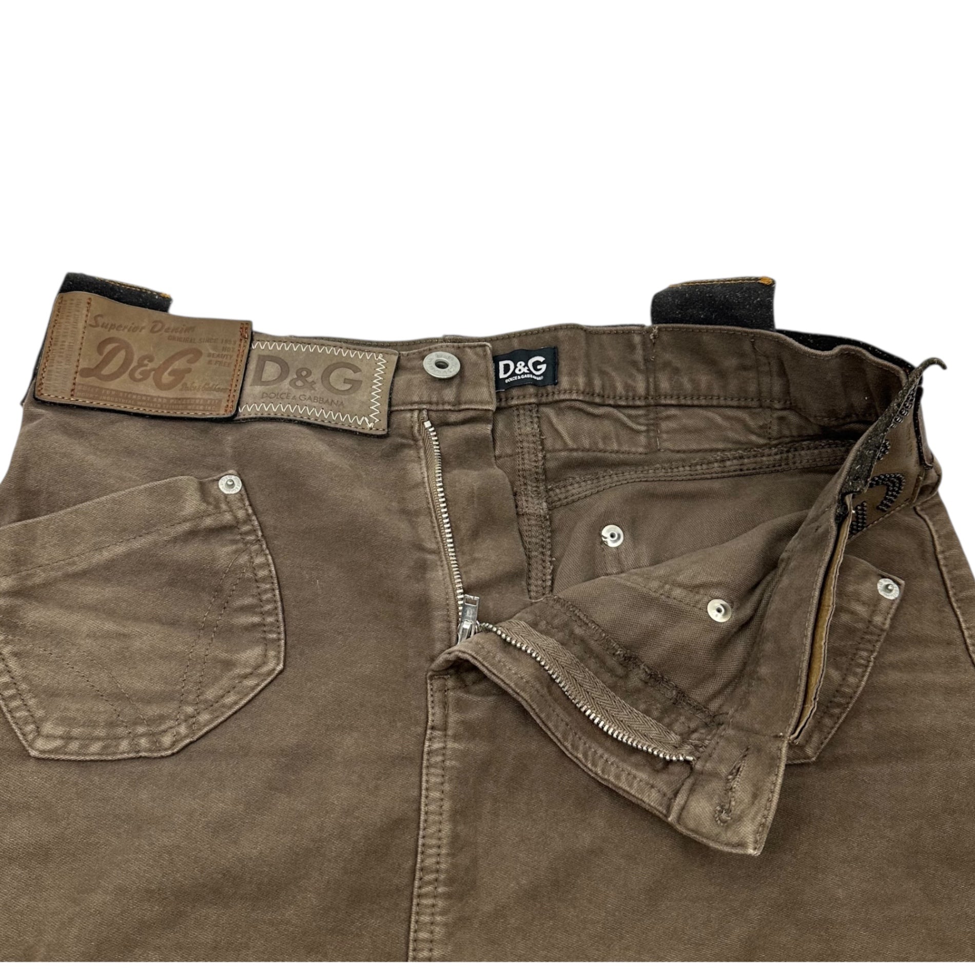 D&G(ディー&ジードルガバドルチェ&ガッバーナ) 00's Large quantity Patches Design Mini Skirt 00年代 多量 パッチ デザイン ミニ スカート 24 ブラウン