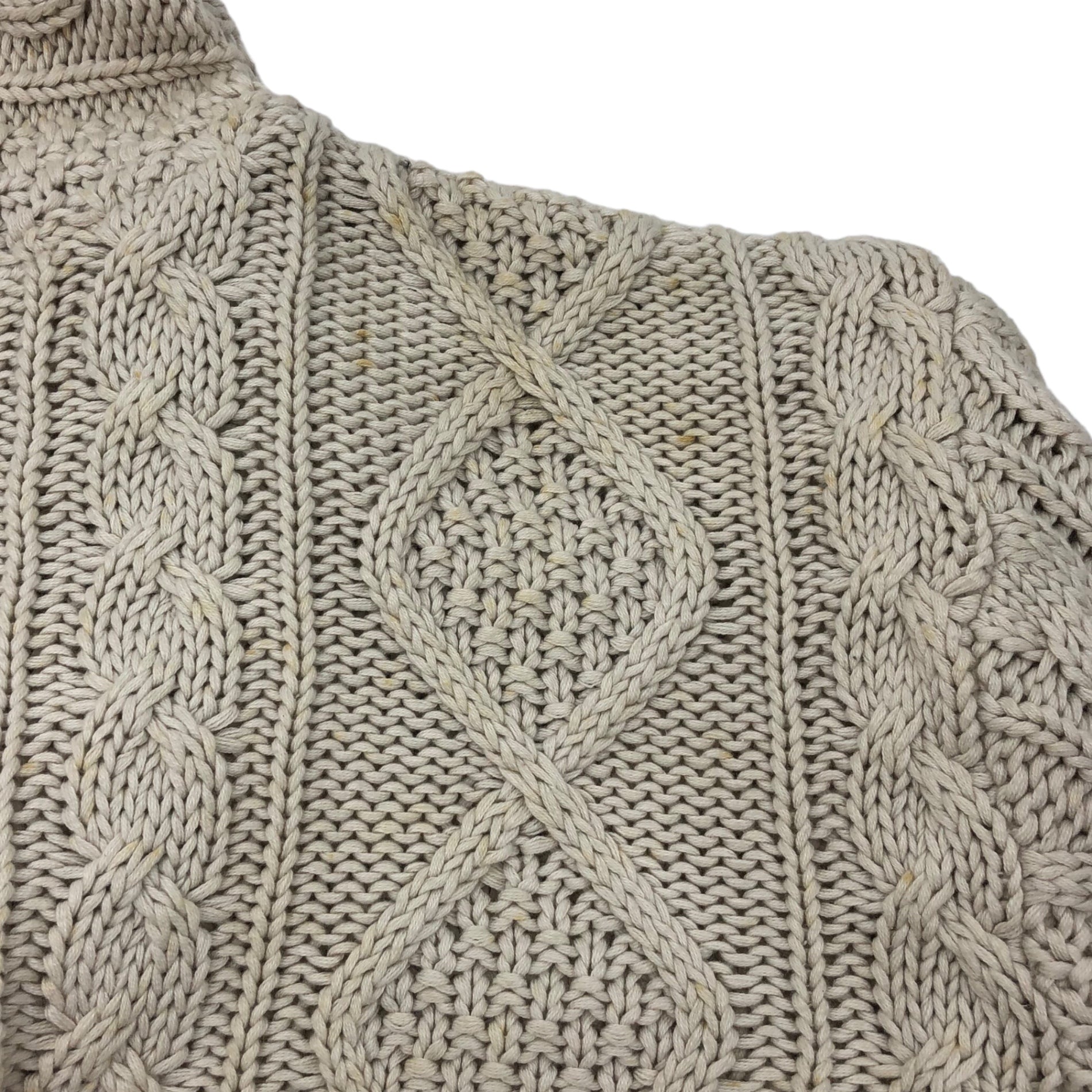 GOODENOUGH(グッドイナフ) 90's cable knit zip hoodie ケーブルニット ジップパーカー 90年代 藤原ヒロシ M アイボリー×レッド 汚れ有