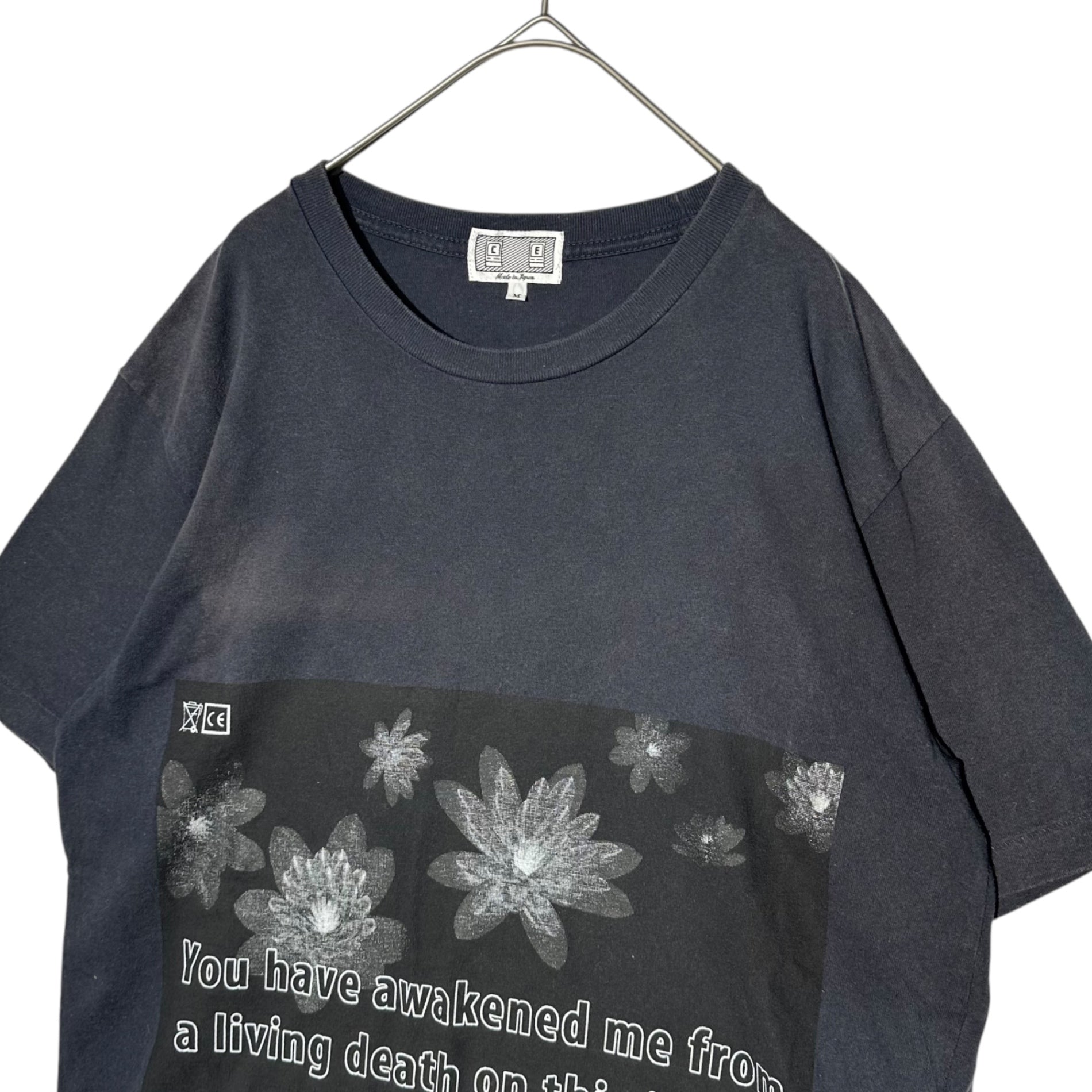 C.E×the POOL aoyama(シーイー×ザプールアオヤマ) 16SS LIVING DEATH TEE グラフィック プリント 半袖 Tシャツ M グレー 藤原ヒロシ