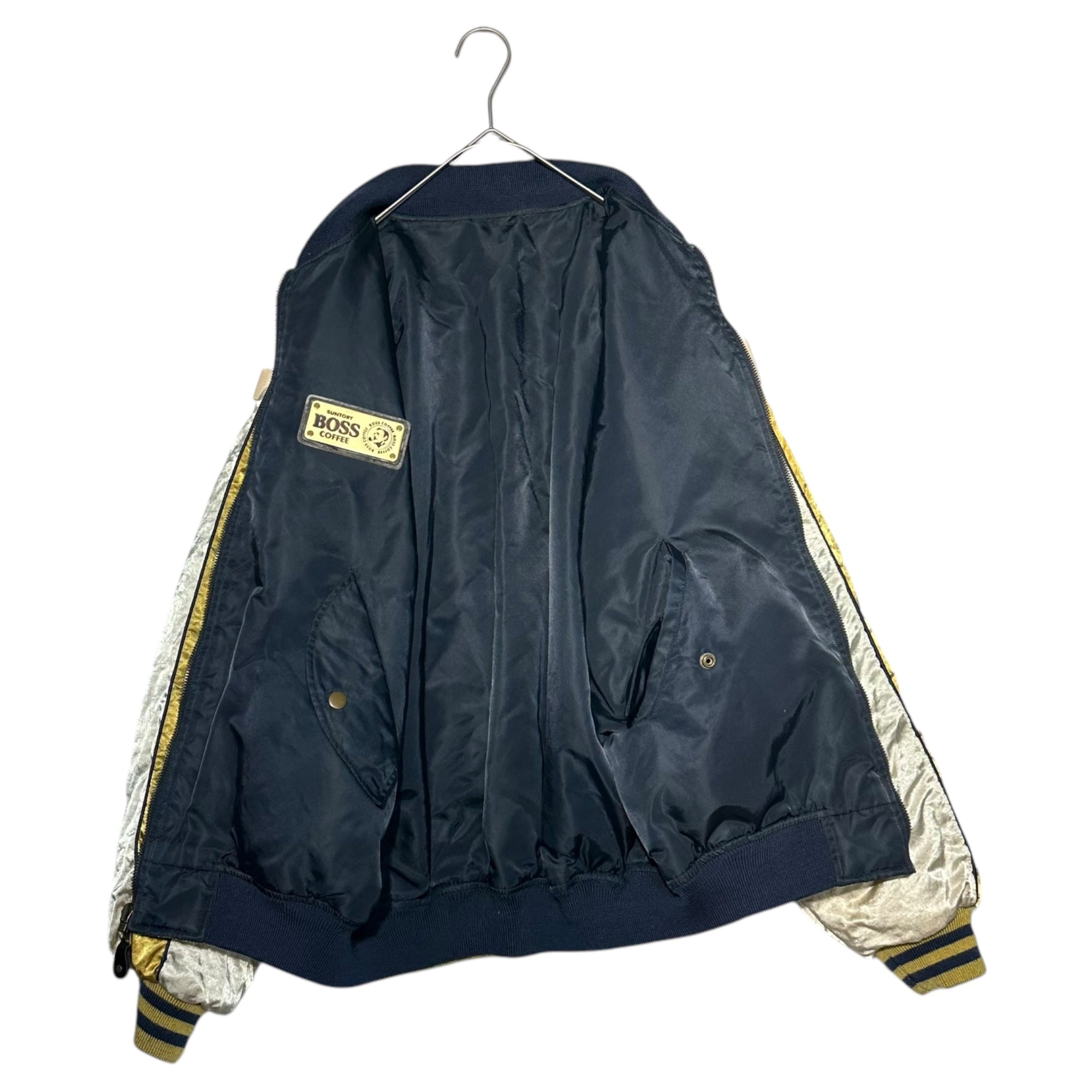 SUNTORY(サントリー) ”BOSS” MA-1 Reversible bomber jacket ボス リバーシブル ボンバー ジャケット SCB791 表記無(FREE) ネイビー×ゴールド 古着 ブルゾン 企業物