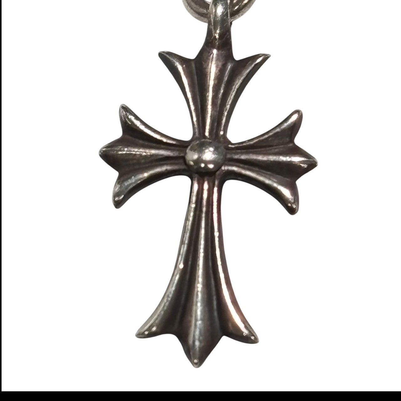 CHROME HEARTS(クロムハーツ) 1ボール タイニー CH クロス チャーム & ボール チェーン 18inch シルバー 革袋、BeyondCoolインボイス付 ネックレス ペンダント トップ