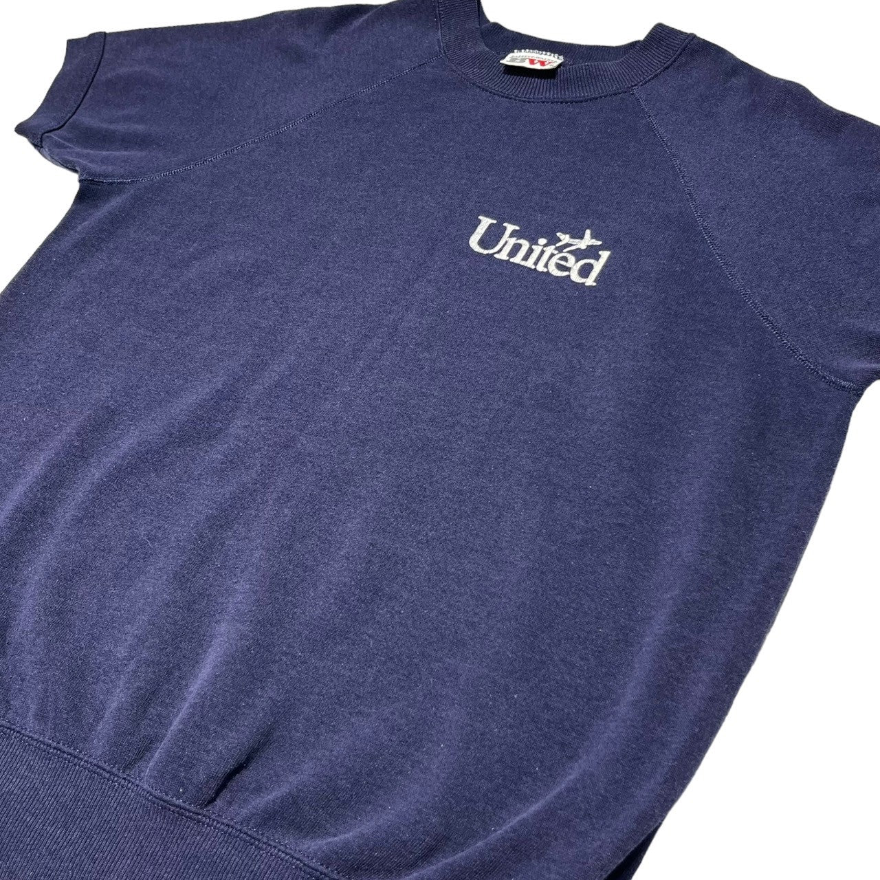 BASSETT WALKER(バセットウォーカー) 80's "United"Raglan S/S suede ラグラン 半袖 ヴィンテージ スウェット - ネイビー 80年代 ユナイテッド Tシャツ