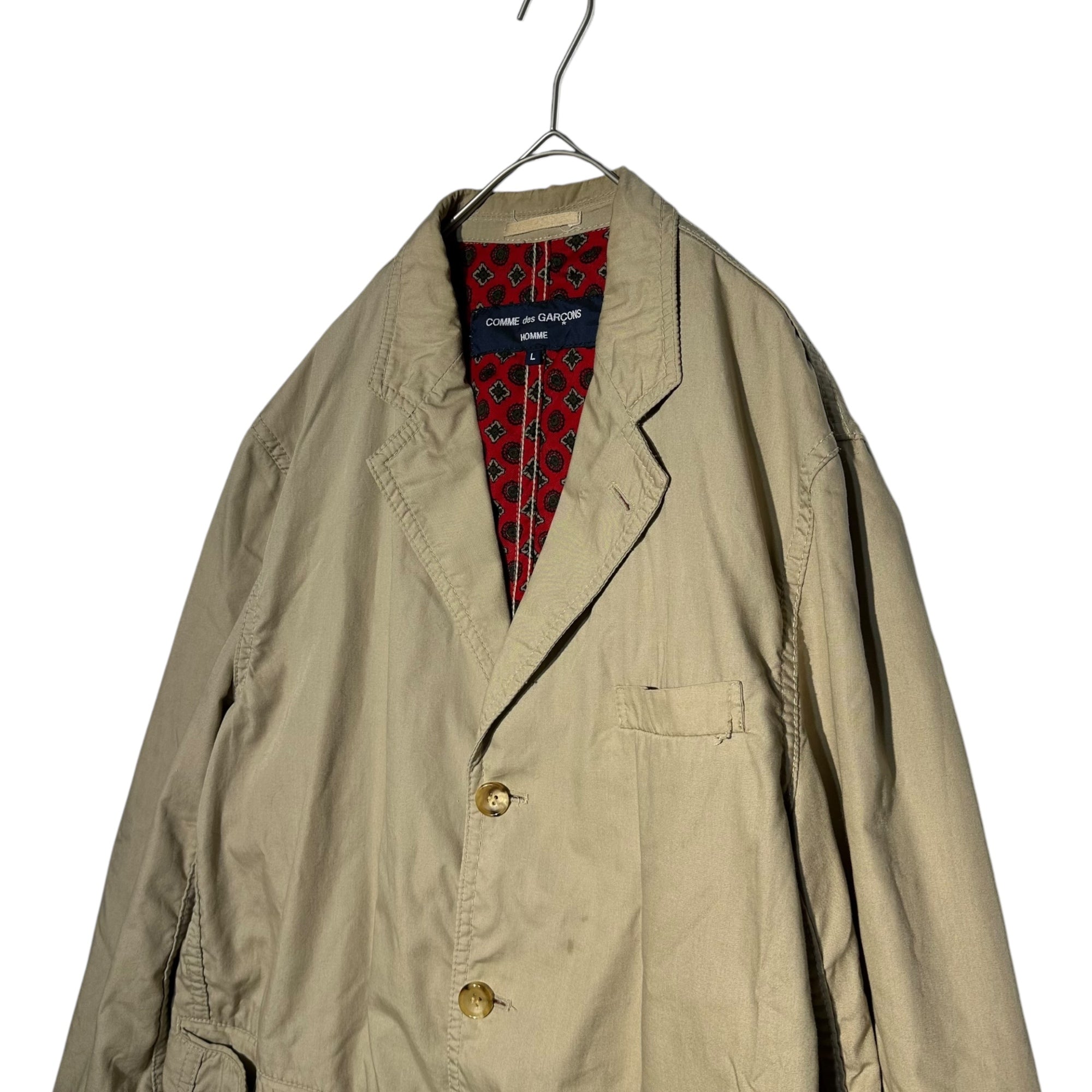 COMME des GARCONS HOMME(コムデギャルソンオム) 04SS Lined Paisley Cotton Tailored Jacket 裏地 ペイズリー コットン テーラード ジャケット HM-J006 L ベージュ×レッド AD2003