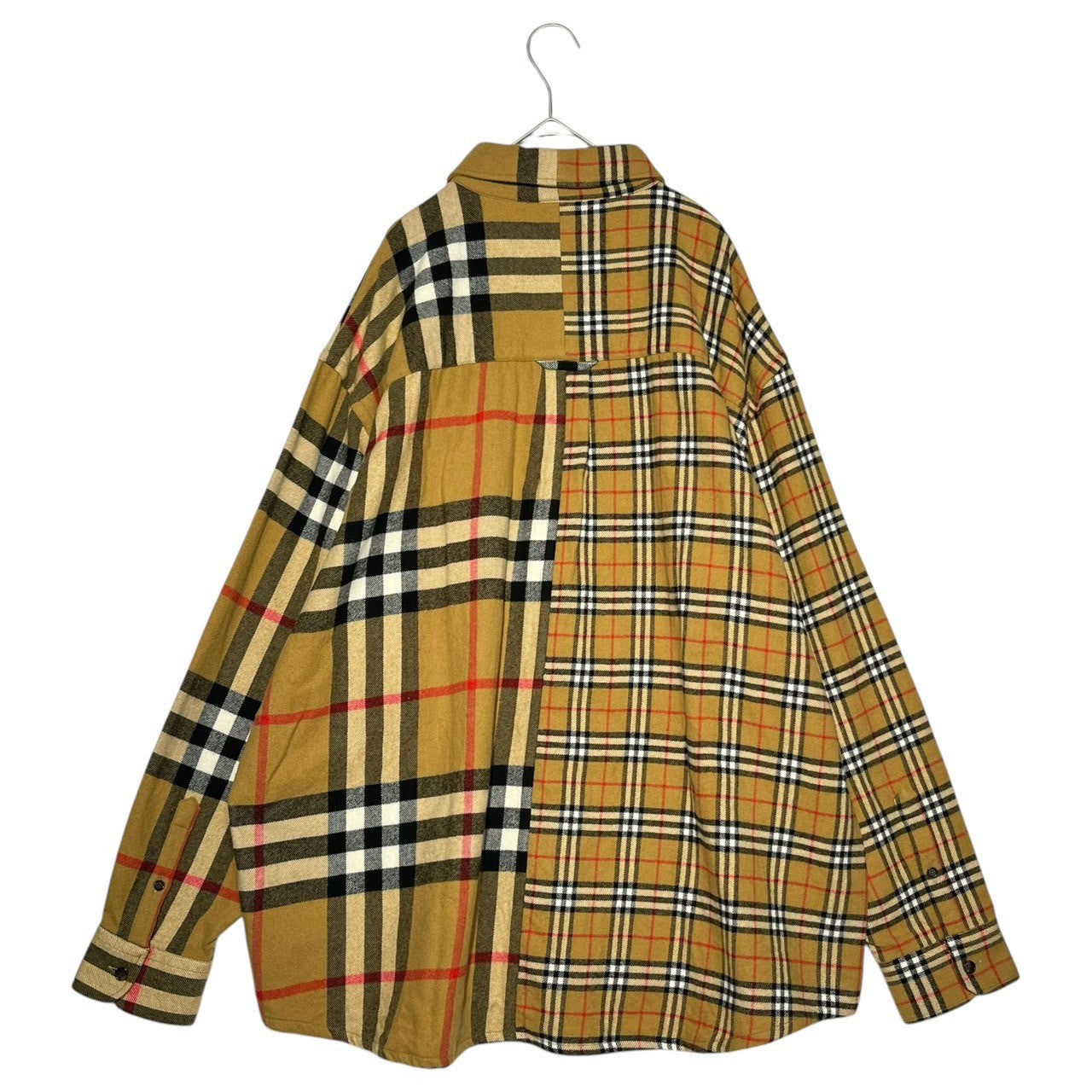 Gosha Rubchinskiy × BURBERRY(ゴーシャラブチンスキー × バーバリー) 2018 Nova check switching oversize flannel shirt ノバチェック 切替 オーバーサイズ ネル シャツ 10.770.518/0001-68 L ベージュ 稀少品