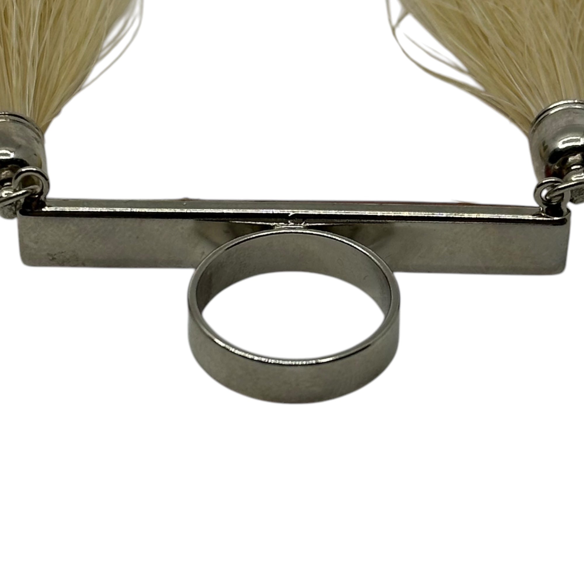 TOGA VIRILIS(トーガビリリース) Horsehair & Metal Scarf Ring ホースヘアー & メタル スカーフ リング TV11-AK360 アイボリー×レッド 箱付