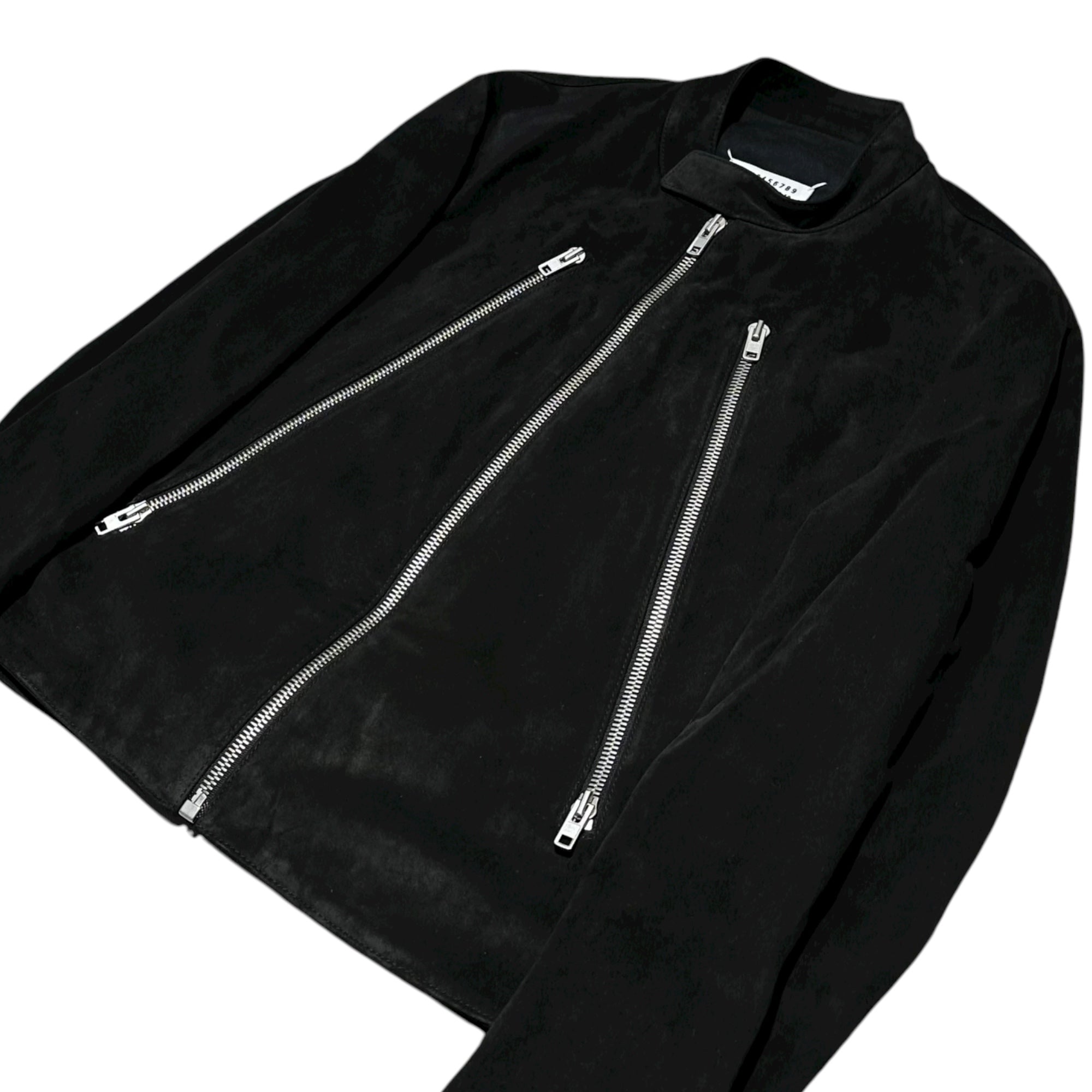 MAISON MARGIELA(メゾンマルジェラ) 24AW 5ZIP LEATHER JACKET - Black Suede 5ジップ レザー ジャケット スウェード S50AM0622 46(S程度) ブラック 八の字 ライダース